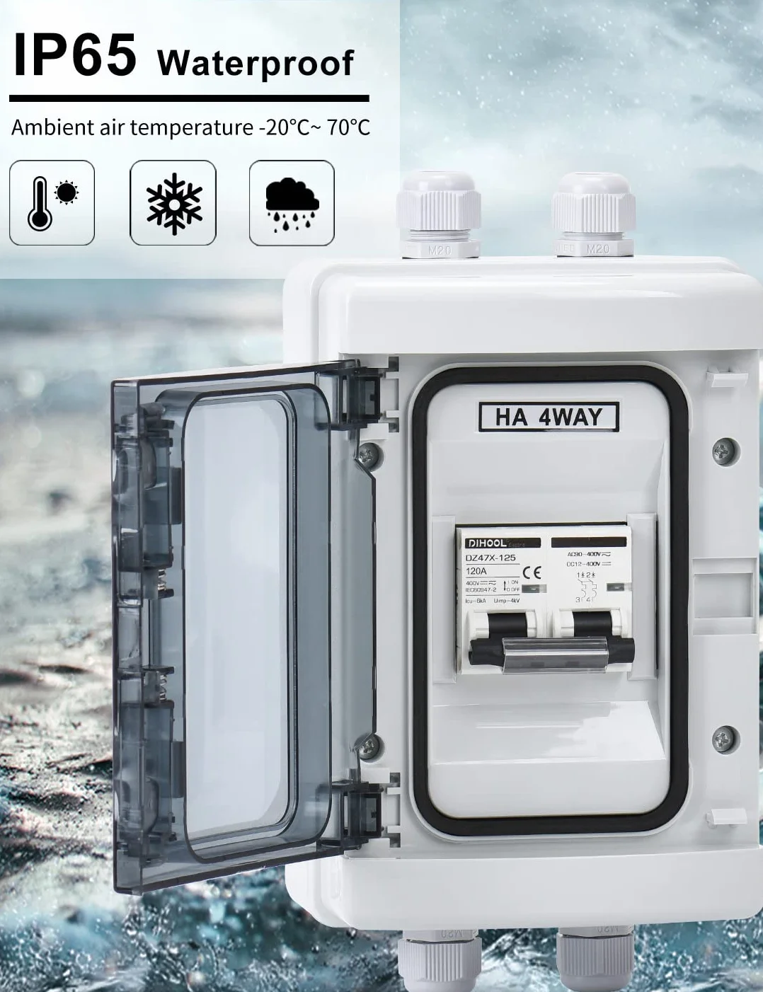 DIHOOL Wyłącznik nadprądowy DC 12V 120A 2-biegunowy IP65