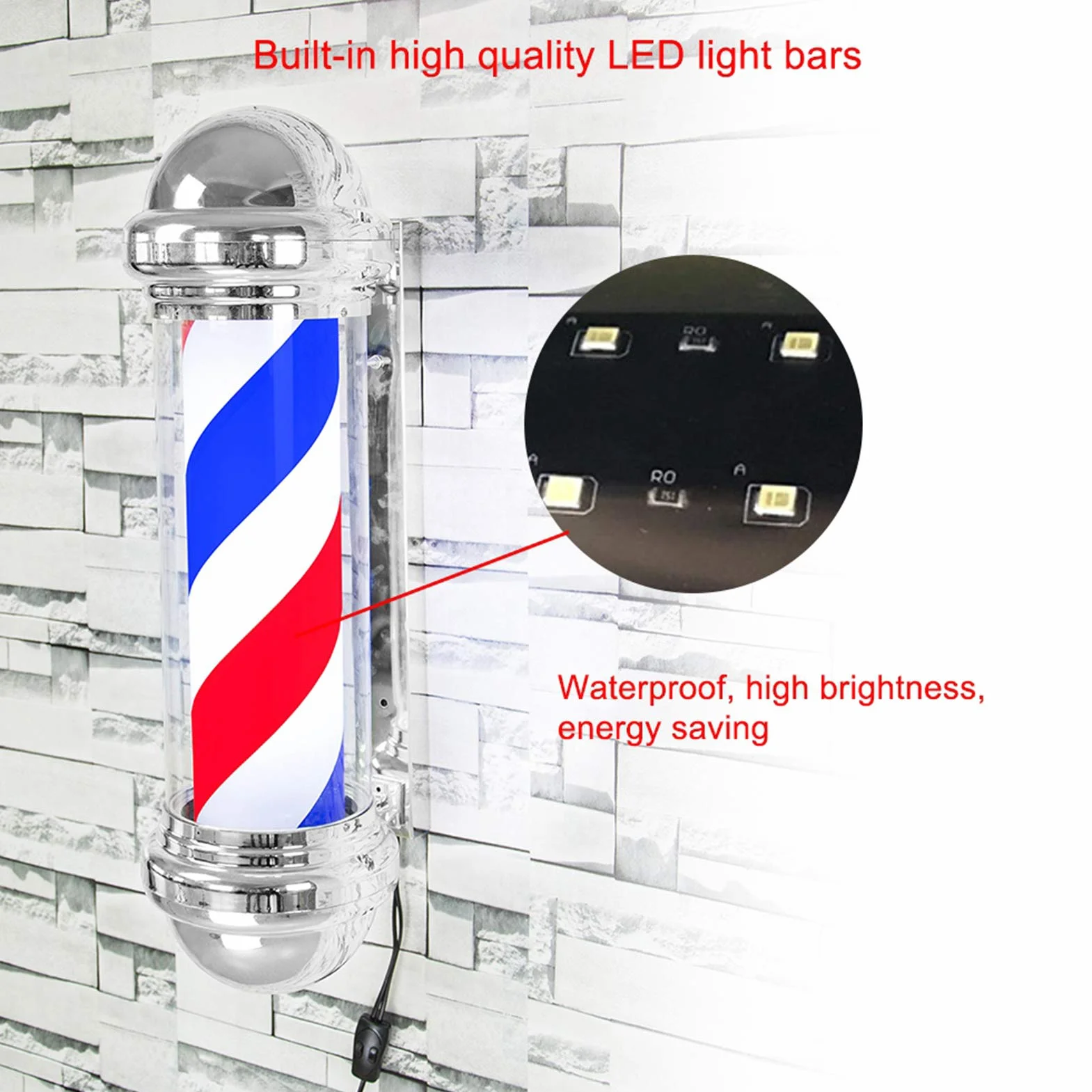 Lampa salonowa fryzjerska, obrotowe paski do salonu fryzjerskiego Open Barber Shop Pole światło LED do Barbershop