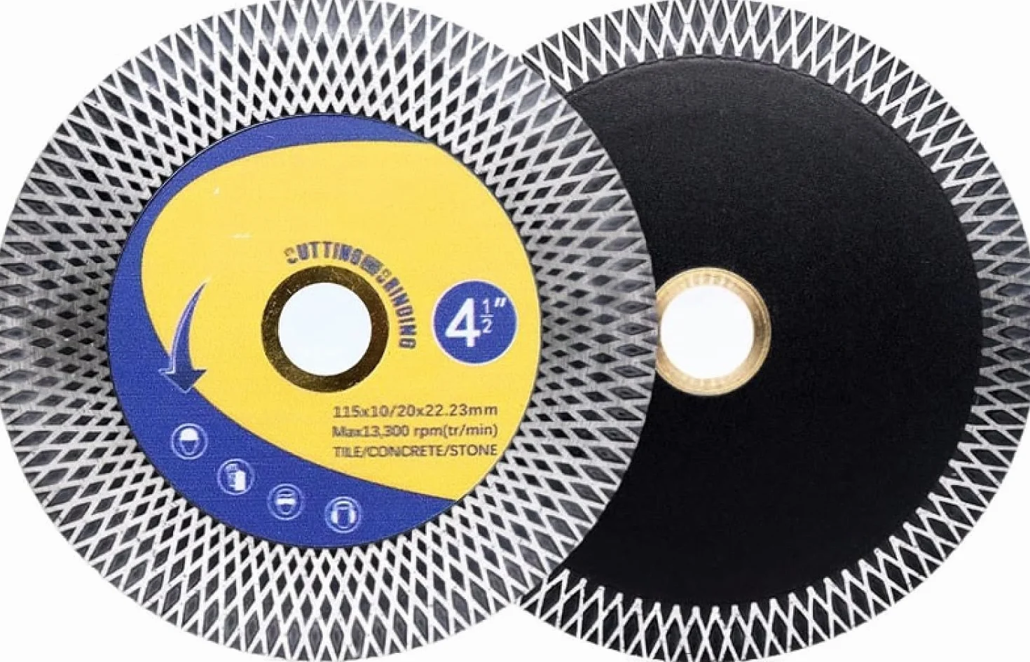 Diamentowe tarcze tnące do szlifierki kątowej， 1 sztuka 4,5" 115mm Diamentowa tarcza tnąca do płytek Porcelana Ceramiczna diamentowa tarcza szlifierska Cięcie piłą na sucho Mokro do marmuru, 2 sztuki(