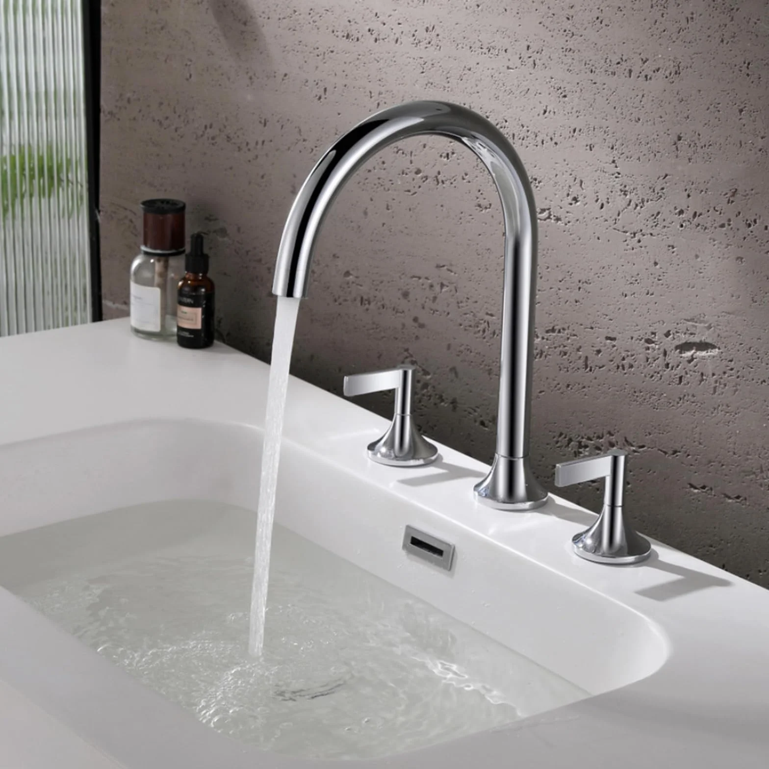 YRYRHX 3-otworowa bateria umywalkowa Baterie obrotowe Szczotkowane złoto Bateria do zlewu łazienkowego Baterie umywalkowe z ciepłą i zimną wodą Household faucets