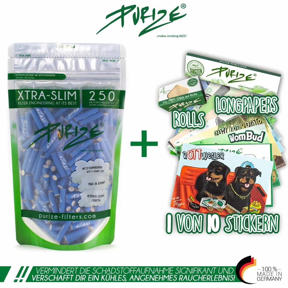 PURIZE® Worek | 250 XTRA Slim Size filtr z węglem aktywnym (zestaw specjalny), niebieski