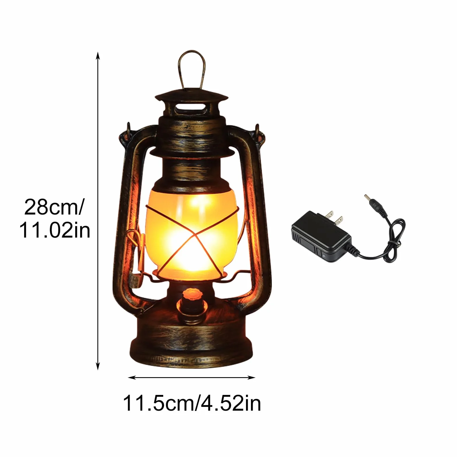 Latarnia LED w stylu vintage, sztormowa, ładowana, 3 tryby świecenia: migający płomień i zawsze włączony, na werandę, taras, podwórko, do ogrodu, na kemping (styl 1)