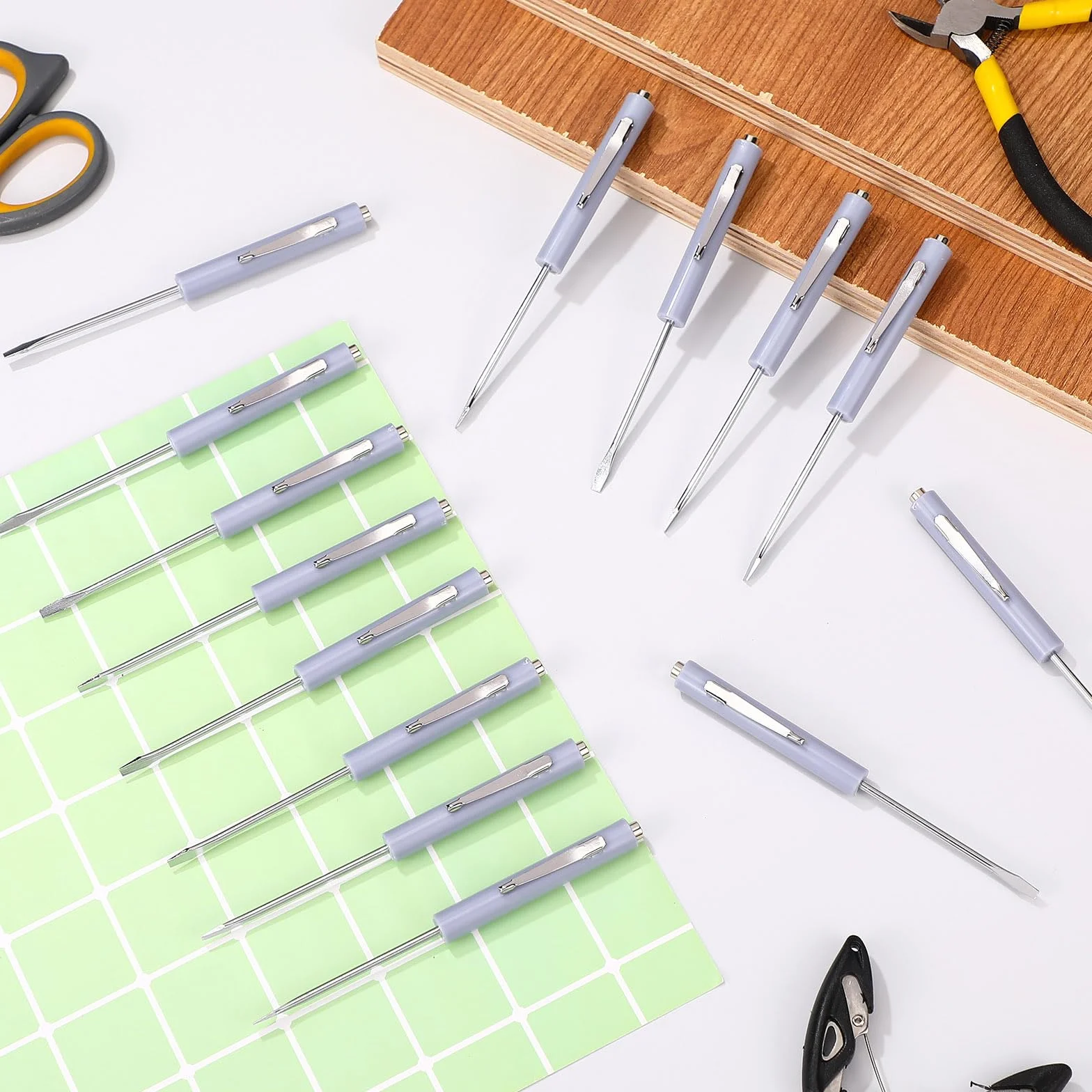 Shimeyao Zestaw 20 wkrętaków kieszonkowych luzem, mini szczypce kieszonkowe, wkrętak magnetyczny z gniazdem z magnesem dla mechaników elektryków, techników (szary)