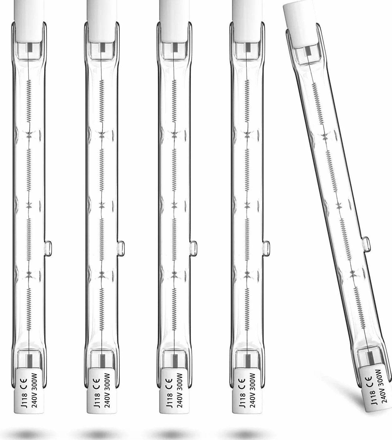 Bonlux R7s lampy halogenowe 118 mm 300 W ciepła biel 2800 K ściemniana R7s liniowa lampa halogenowa 5900 lm J118 halogenowa 118 mm rura 360° zamiennik do lamp podłogowych lamp sufitowych (5 sztuk)