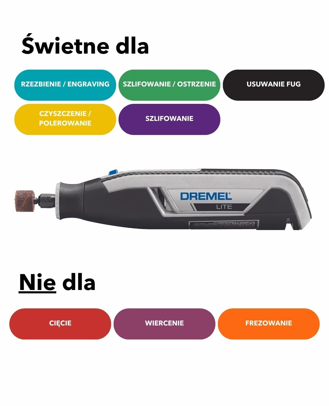 Dremel Lite 7760 akumulatorowe narzędzie obrotowe – litowo-jonowe 3,6 V, zestaw multinarzędzi z 15 akcesoriami, 8000-25 000 obr./min