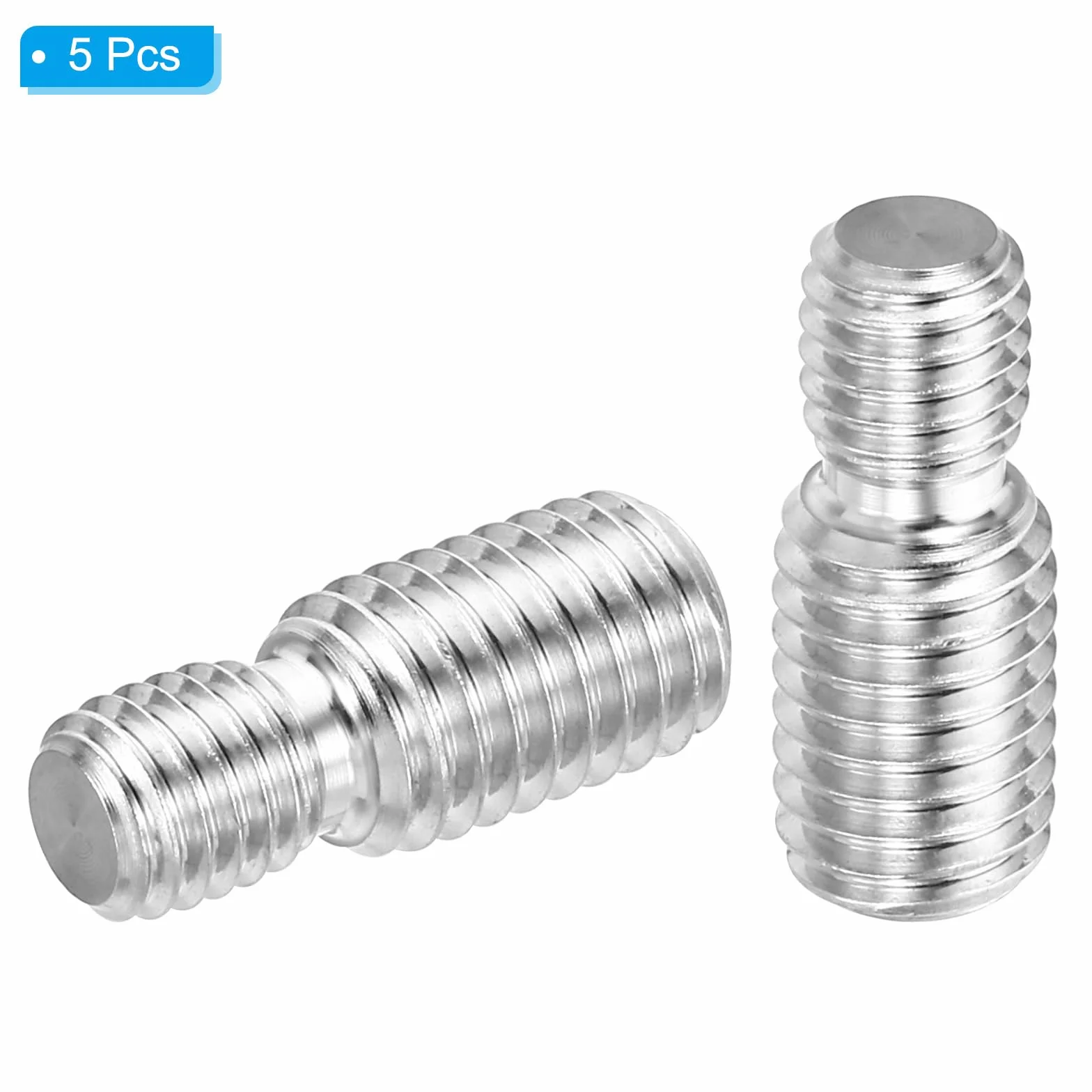PATIKIL M8*M10*25 Śruba z podwójnym gwintem końcowym, 5 szt. 304 ze stali nierdzewnej adapter redukcyjny do sprzętu meblowego, długość 25 mm