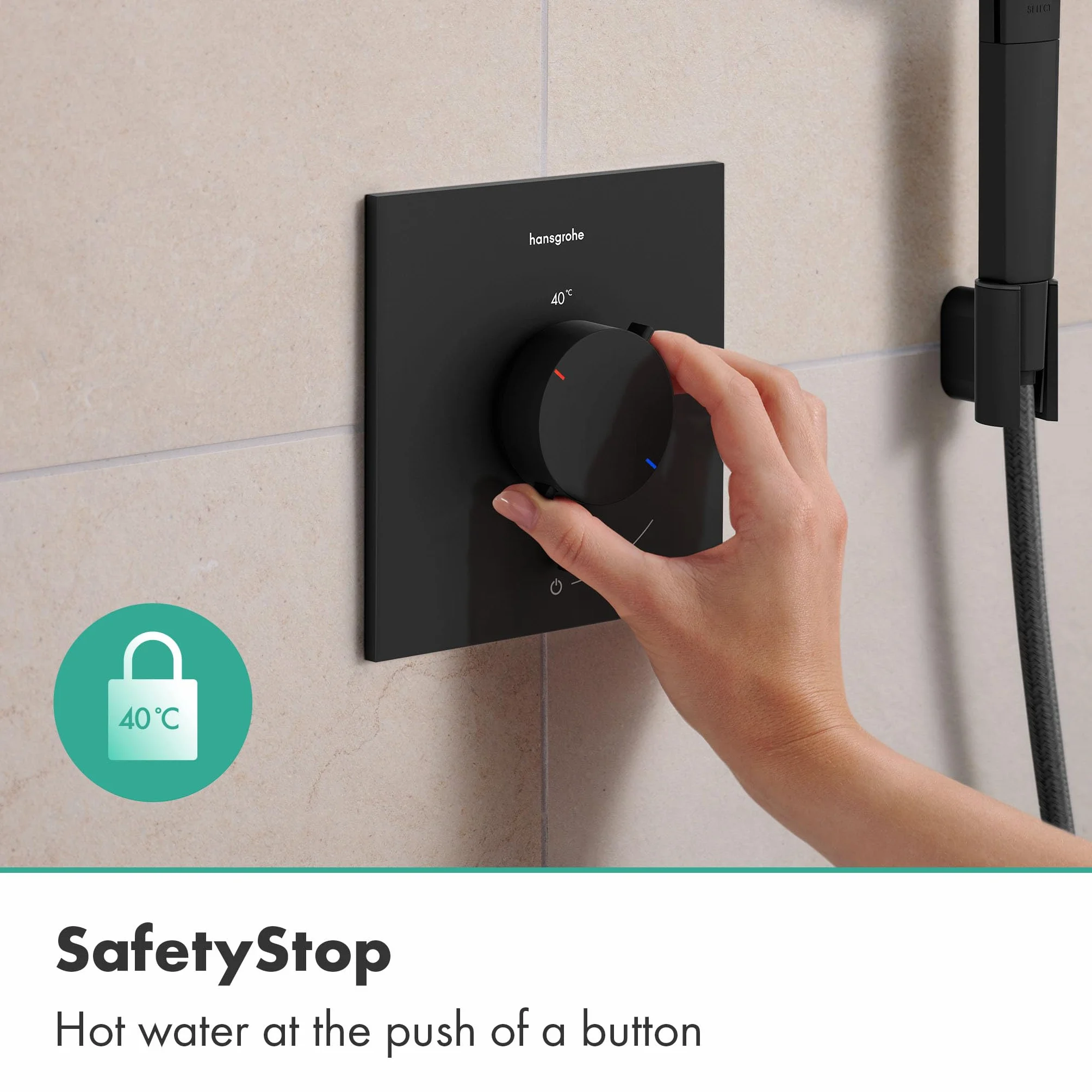 hansgrohe Ecostat Comfort E 33710670 termostat prysznicowy podtynkowy, armatura prysznicowa z blokadą bezpieczeństwa (SafetyStop) w temperaturze 40°C, termostat do prysznica, bateria mieszająca dla 1
