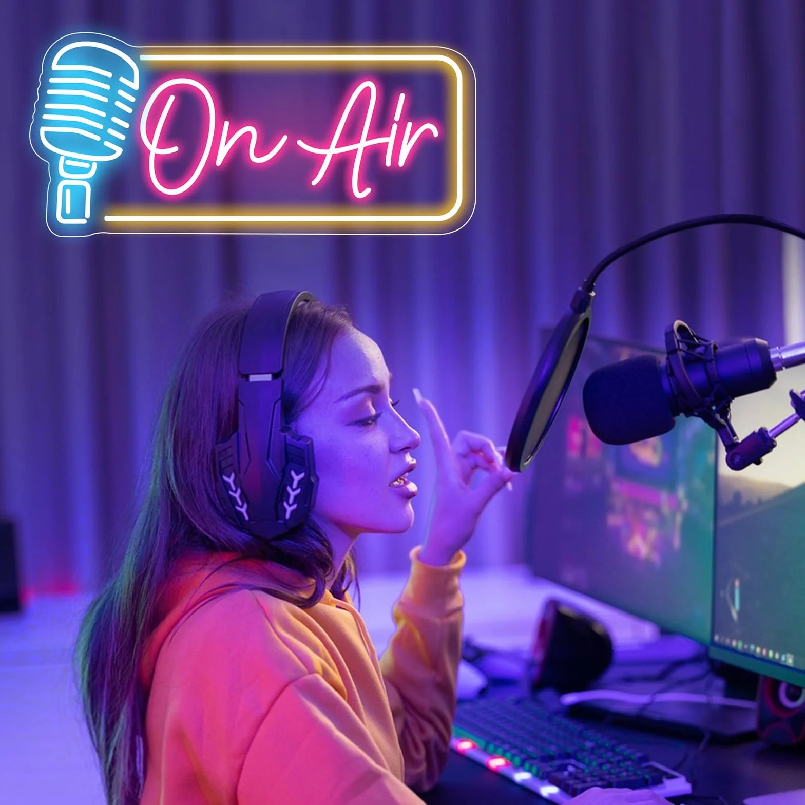 ON AIR neonowy znak na powietrzu LED lampki nocne zasilane przez USB, dekoracyjne znaki do pokoju, baru, pubu, sklepu, klubu, nagrywania, graczy, jaskini, domu, na imprezę, dekoracja ścienna