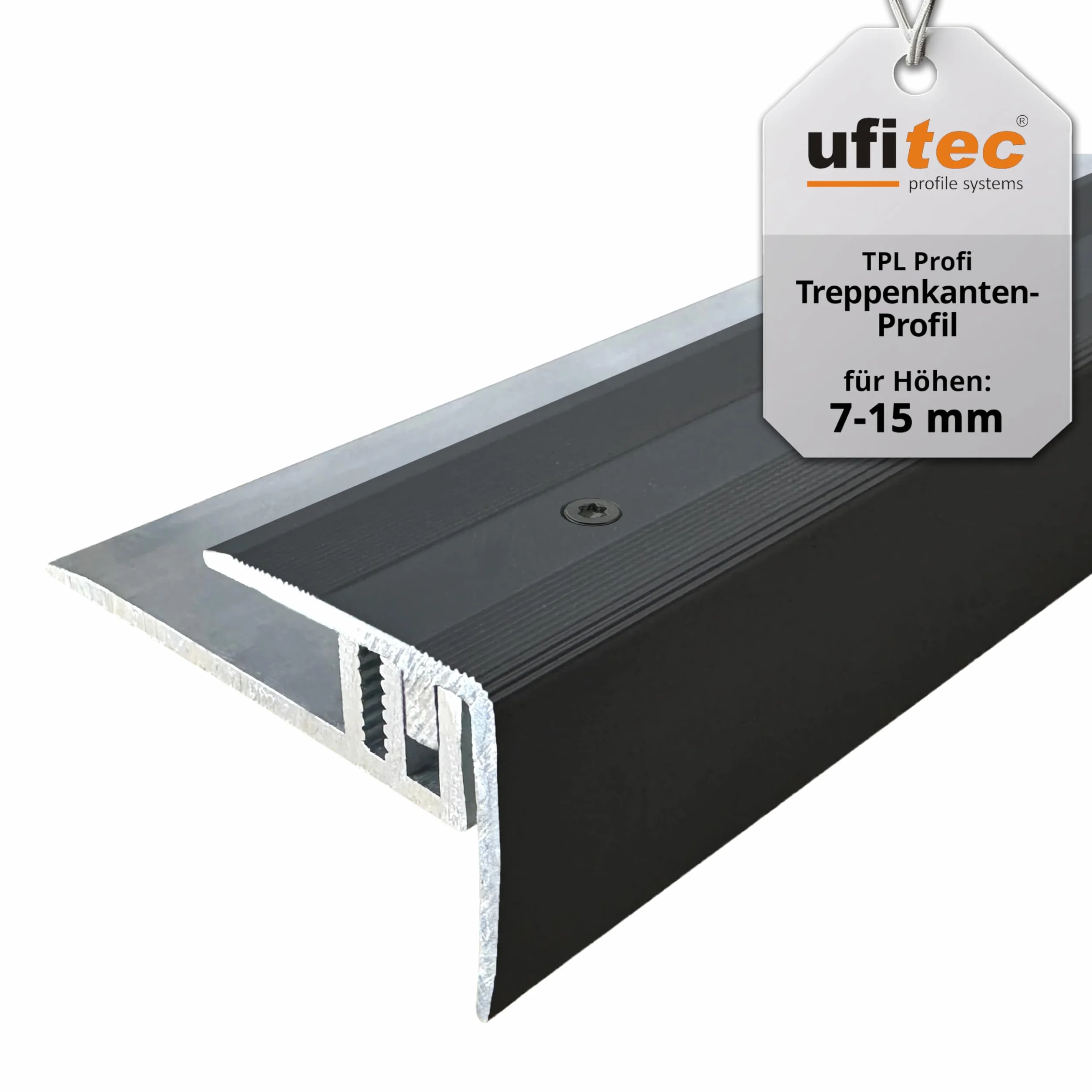 ufitec system profilowy do parkietów i podłóg laminowanych – do wykładzin o wysokości 7-15 mm – dostępny w wielu kolorach (profil krawędzi schodów 190 cm długości, ciemny brąz)