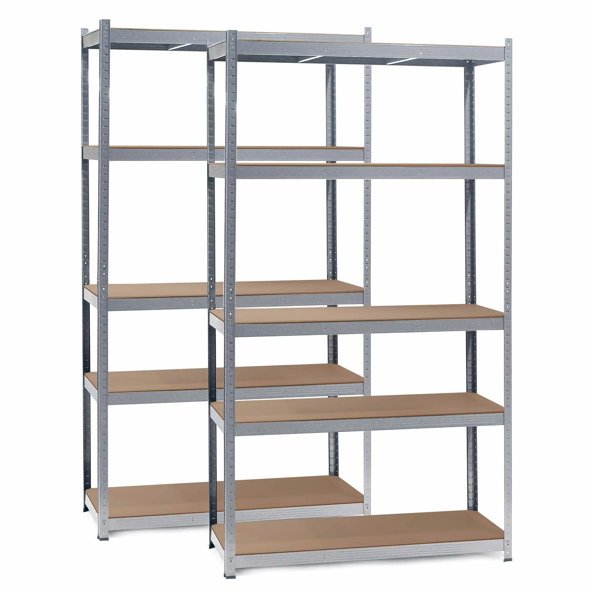 Wiltec 2x Regał magazynowy z ocynkowanej stali 100 x 60 x 200 cm, regał garażowy do 1000 kg z montażem bez narzędzi, regał do piwnicy i magazynu