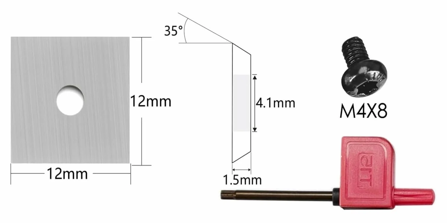 Narzędzia skrawające – płytki do strugów Kwadratowe płytki z węglika wolframu 12x12x1,5 mm do spiralnej głowicy strugarskiej 20 szt.