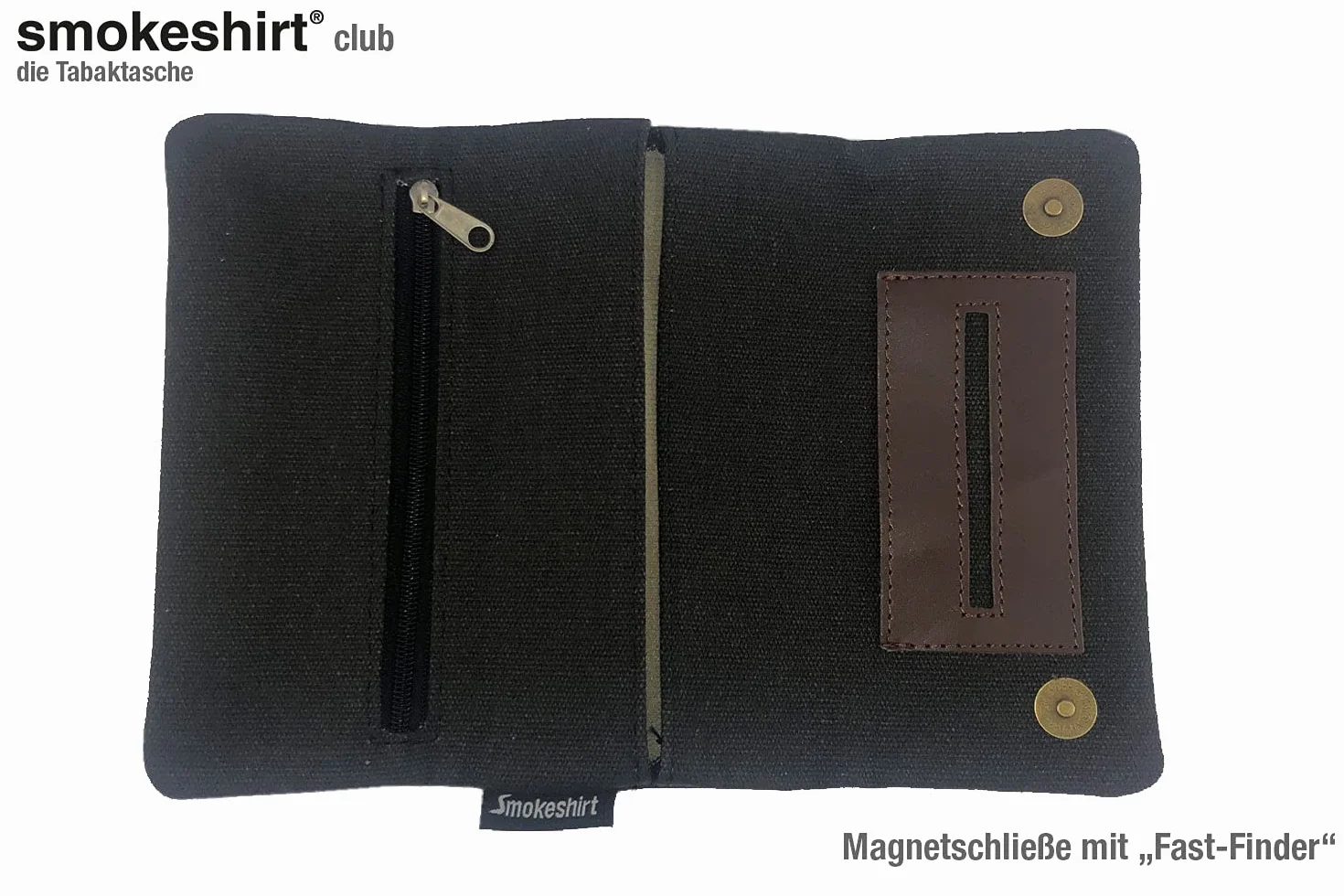 smokeshirt® Club torba na tytoń, torba obrotowa, z płótna, czarna, czarna