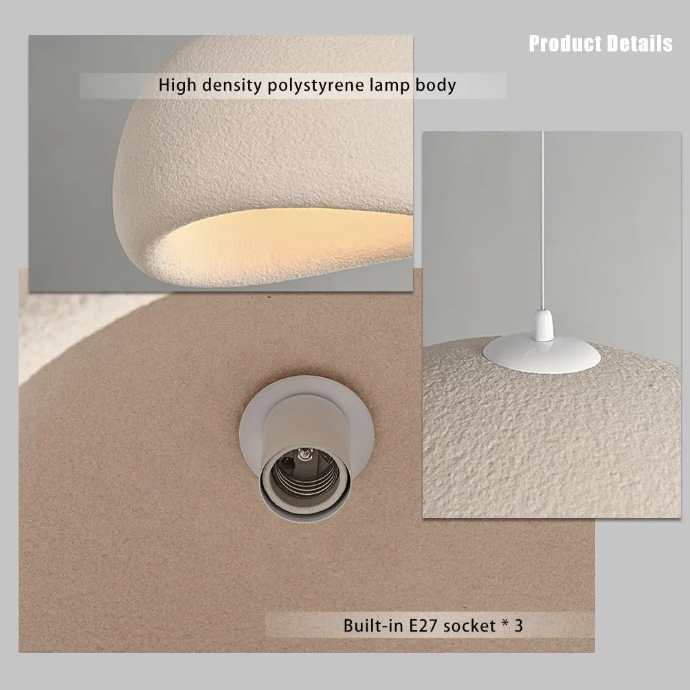 YUPIN Nowoczesna Lampa Powieszna Kremem Ręcznie Restauracja Wiszące Lampy Wabi-sabi Brązowa Światło Wiszące E27 Regulowany Żyrandol Dekoracyjny Salonu Sypialnia Światło Sufitowe 3 Głowy(A Blaiken Brow