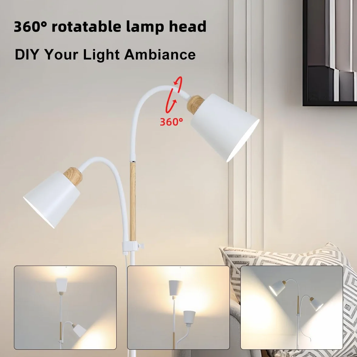 Lampa podłogowa YOYO z lampką do czytania | Gniazdo E27 maks. 60 W (Biały)