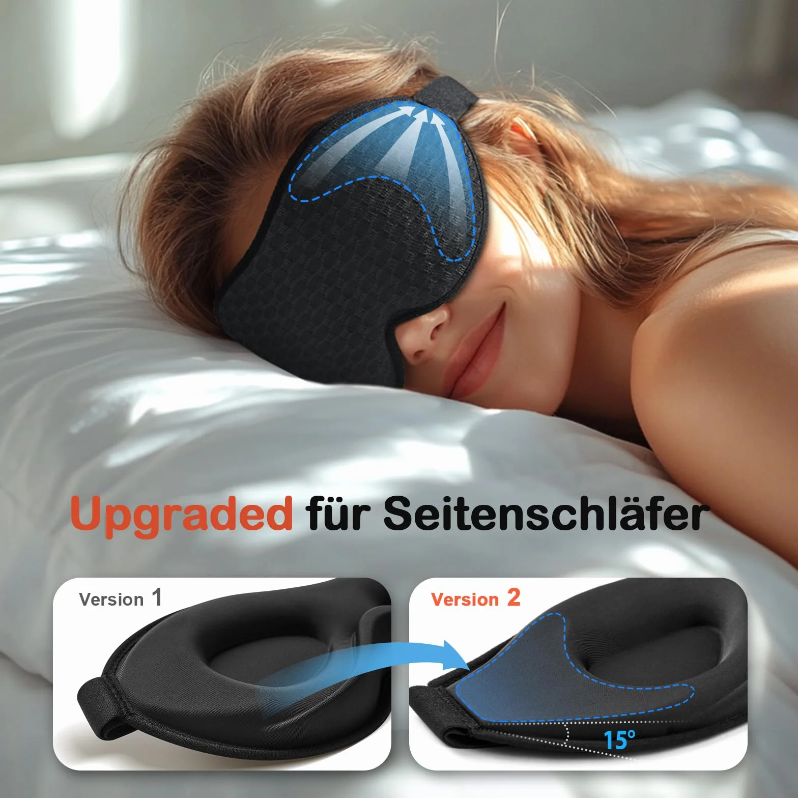 INNELO Maska do spania 3D dla mężczyzn i kobiet, ulepszona wersja 2025 osób śpiących po bokach, w 100% ergonomiczna maska na oczy, z wygodnymi i bez ucisku, czarna