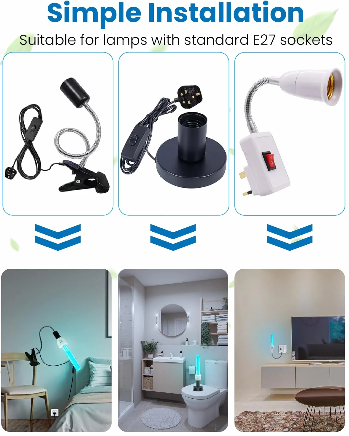 DoRight 15W Lampa bakteriobójcza UV Żarówka UV 254nm E27 z ozonem UVC Silna sterylizacja i dezynfekcja AC220-240V Idealna do kuchni, sypialni, salonu, biura i szkoły (1 szt.)
