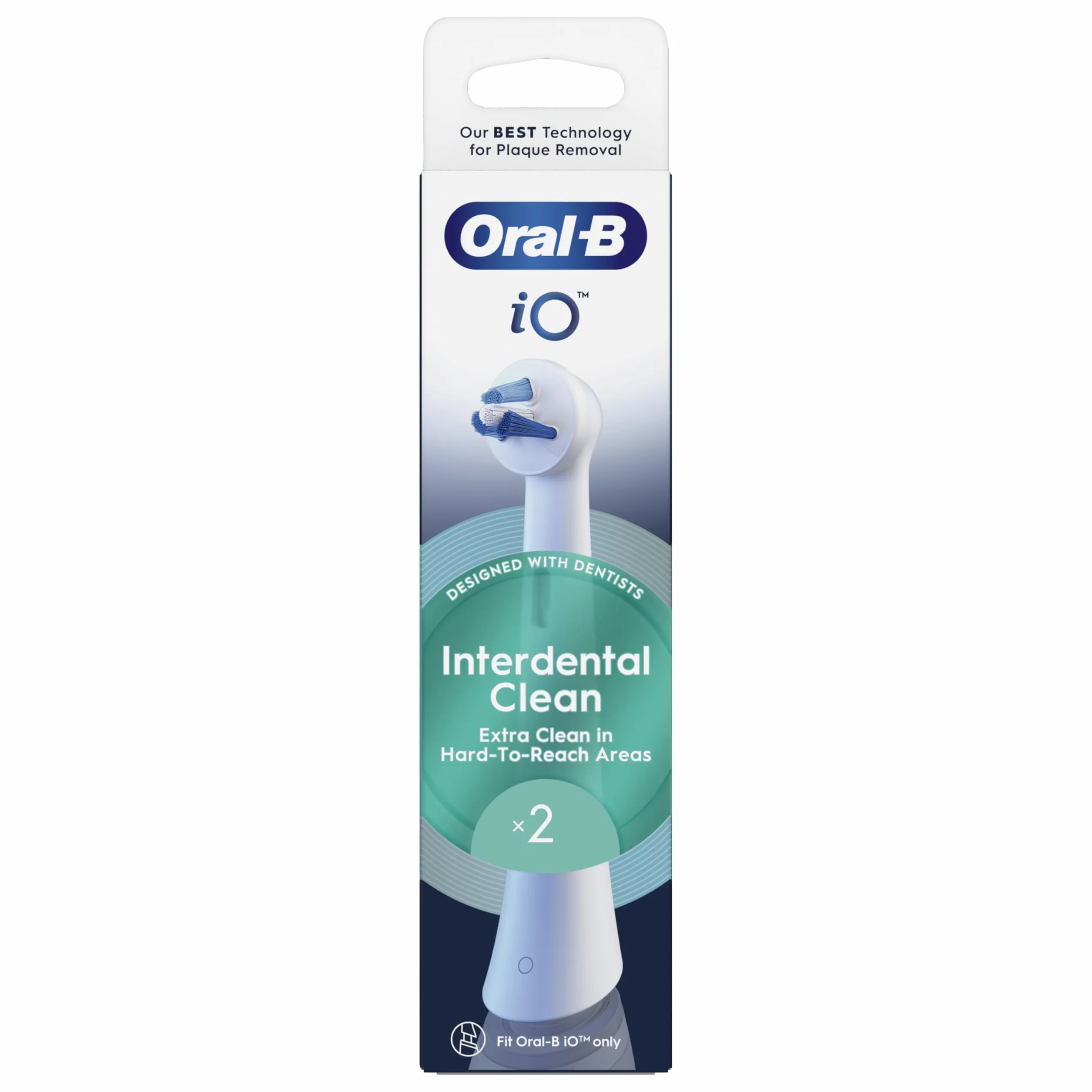 Oral-B iO Interdental Clean, autentyczne okrągłe szczotki, odpowiednie do aparatów ortodontycznych, implantów i źle ustawionych zębów, x2