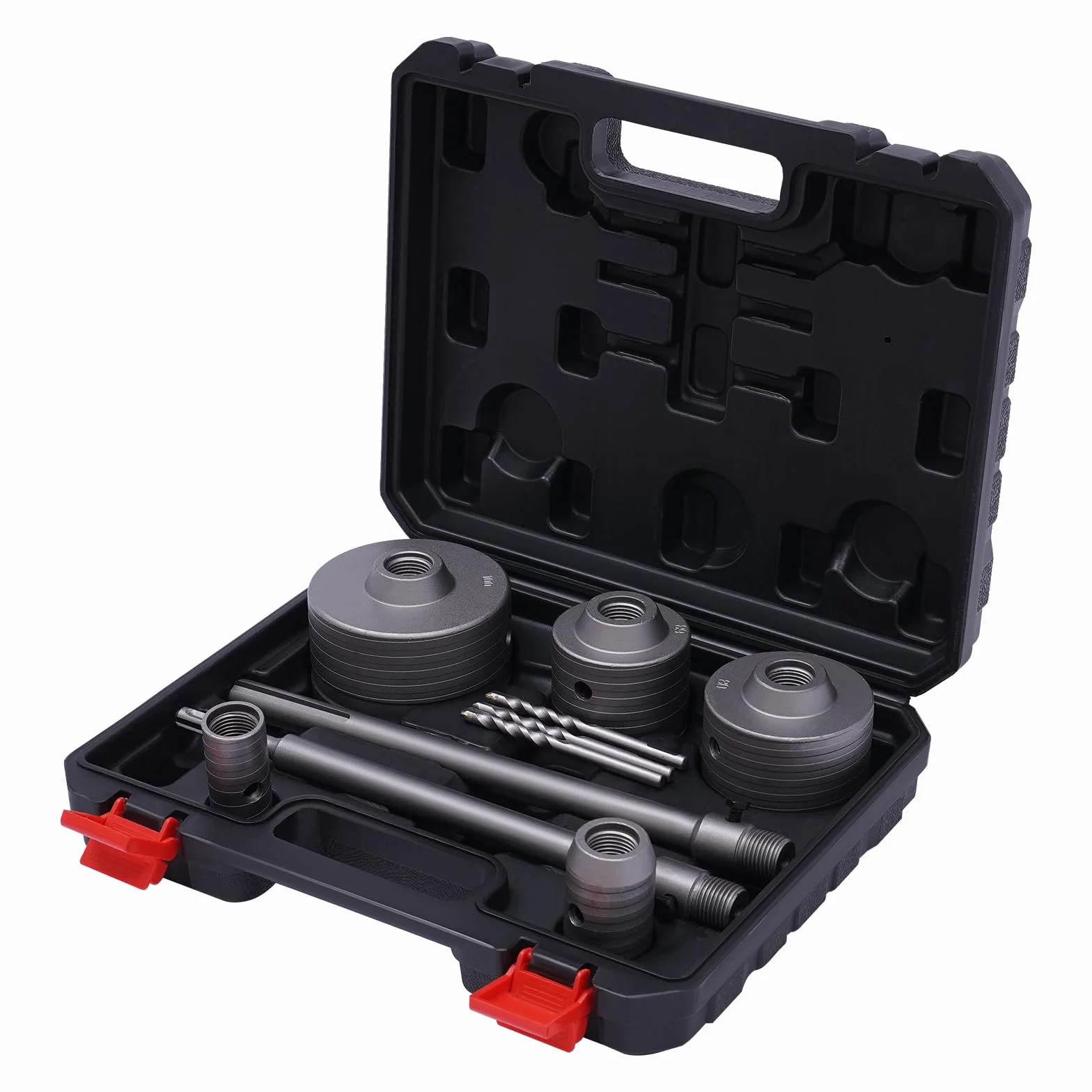 Otwornica | zestaw otwornic | koronka wiertnicza 68 mm | 5 rozmiarów (30-100 mm) | trzpień SDS Plus/Max | do betonu i cegły | w zestawie walizka na narzędzia