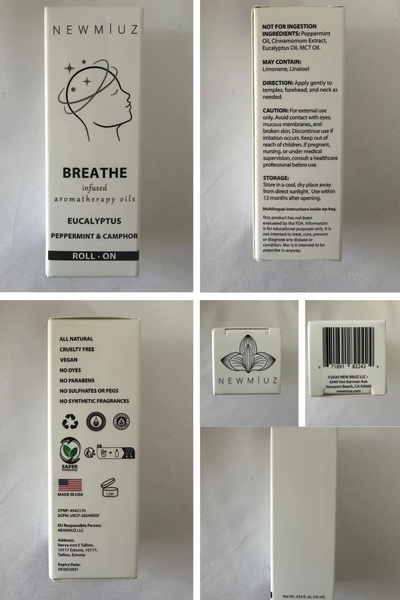 Breathe Easy Roll on Stick Mięta pieprzowa eukaliptusowa mieszanka olejków eterycznych naturalna ulga