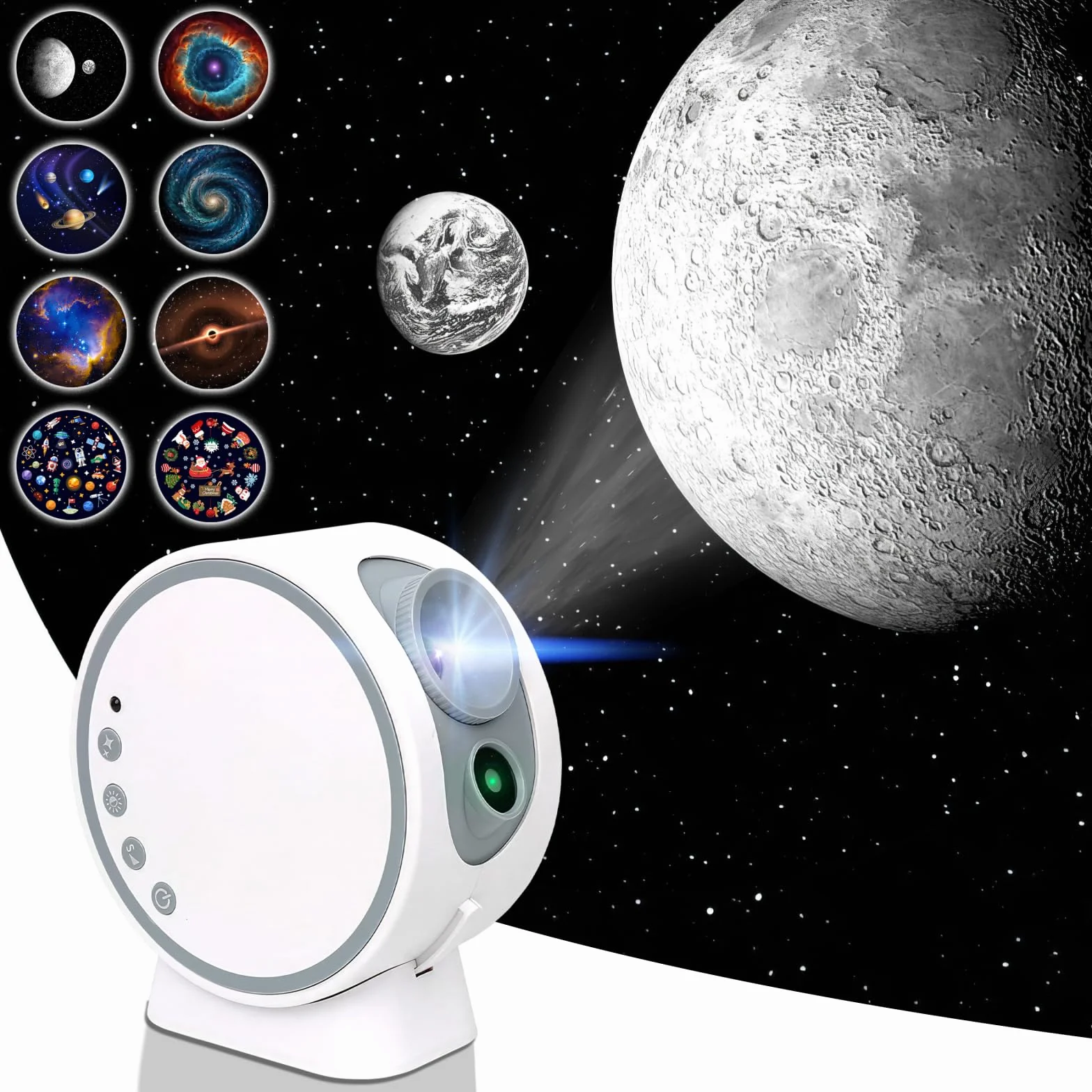 MERTTURM Planetarium Projector, Galaxy Star Projector do Sypialnia, Wymiana HD 8 Dysków Filmowych i Regulowany długość ostrości, Lampka Sufitowa z Głośnikiem Bluetooth i białych szumów