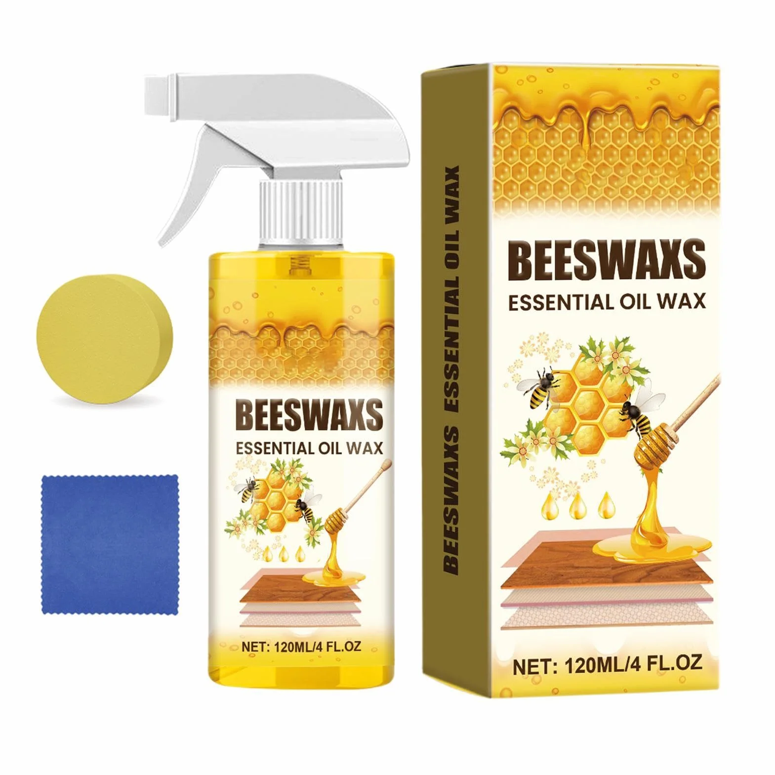 Wood Cleaner and Restorer - Hardwood Spray, Antique Furniture Revivor, Deep Cleaning Beeswax Formula, Removes Scratches and Restores Natural Grain, Maintenance Solution for Living Room Cabinets