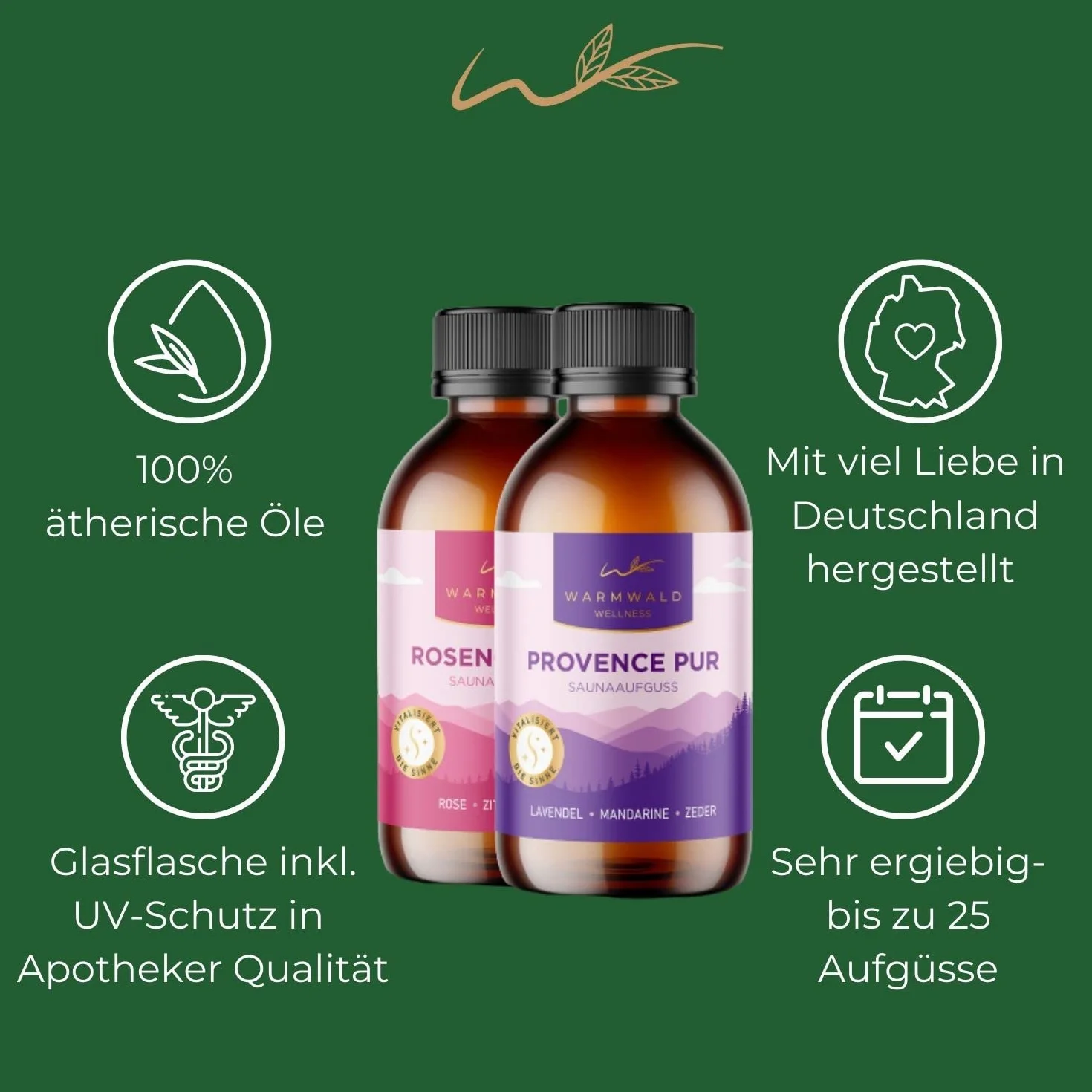 Napar do sauny – środek do zaparzania sauny z naturalnymi olejkami eterycznymi – olejek do sauny – zapach do sauny (ciepły las – 2 x 100 ml)