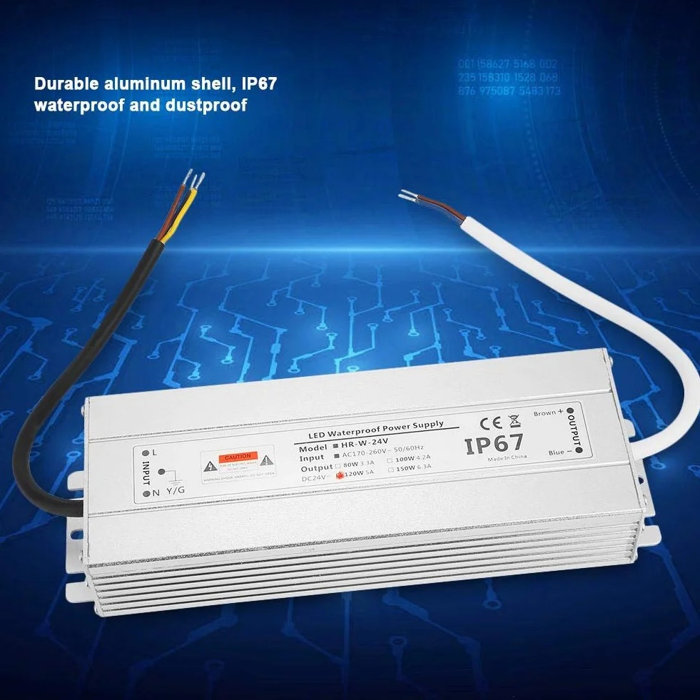 Zasilacz LED, 24 V 120 W 5 A LED listwa świetlna zasilacz IP67 wodoszczelny sterownik LED transformator zasilacz