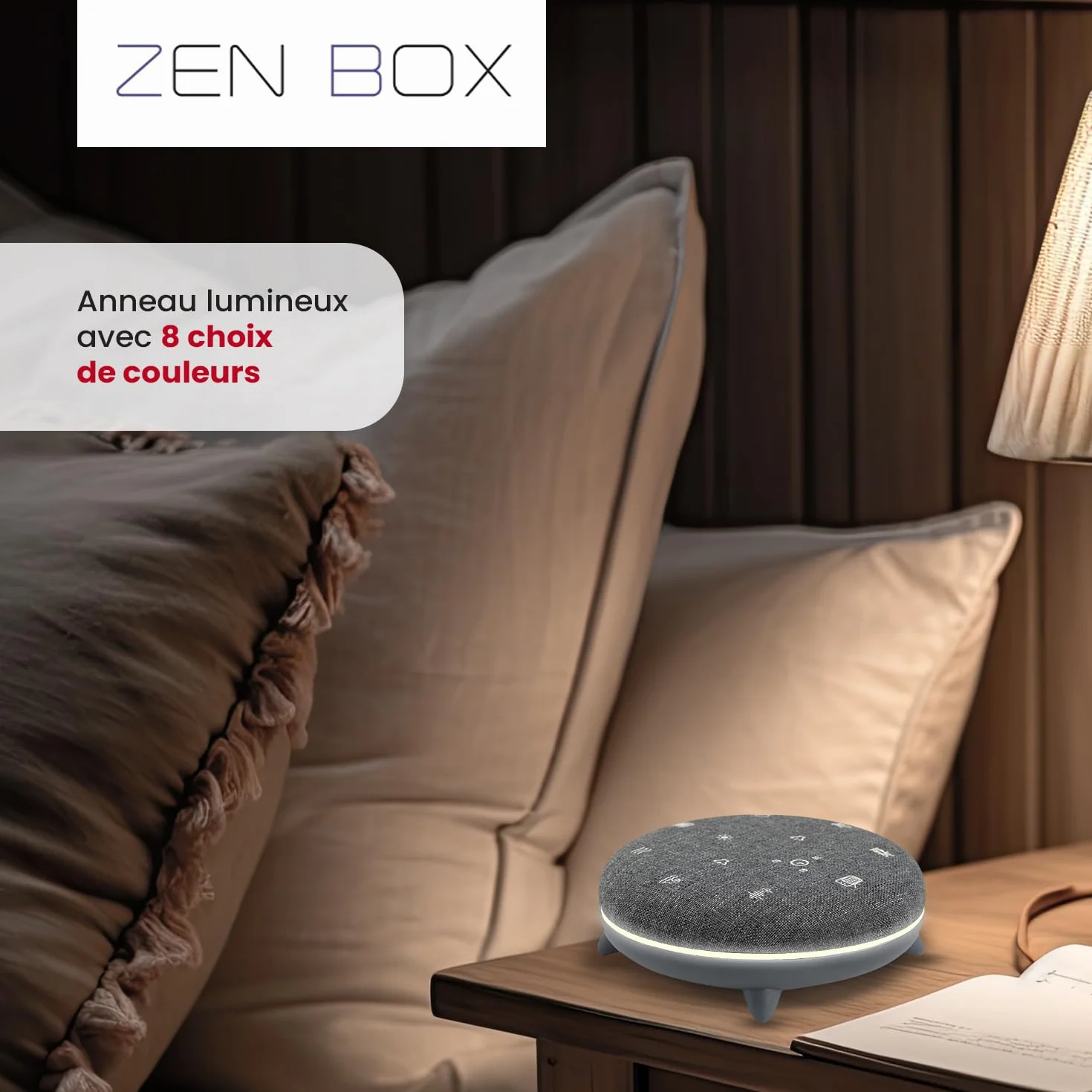 TERRAILLON ZEN BOX Biała Maszyna do Szumów z 7 Kojącymi Dźwiękami Bluetooth 8 Jasnych Nastrojów 30-60-90 min USB-C