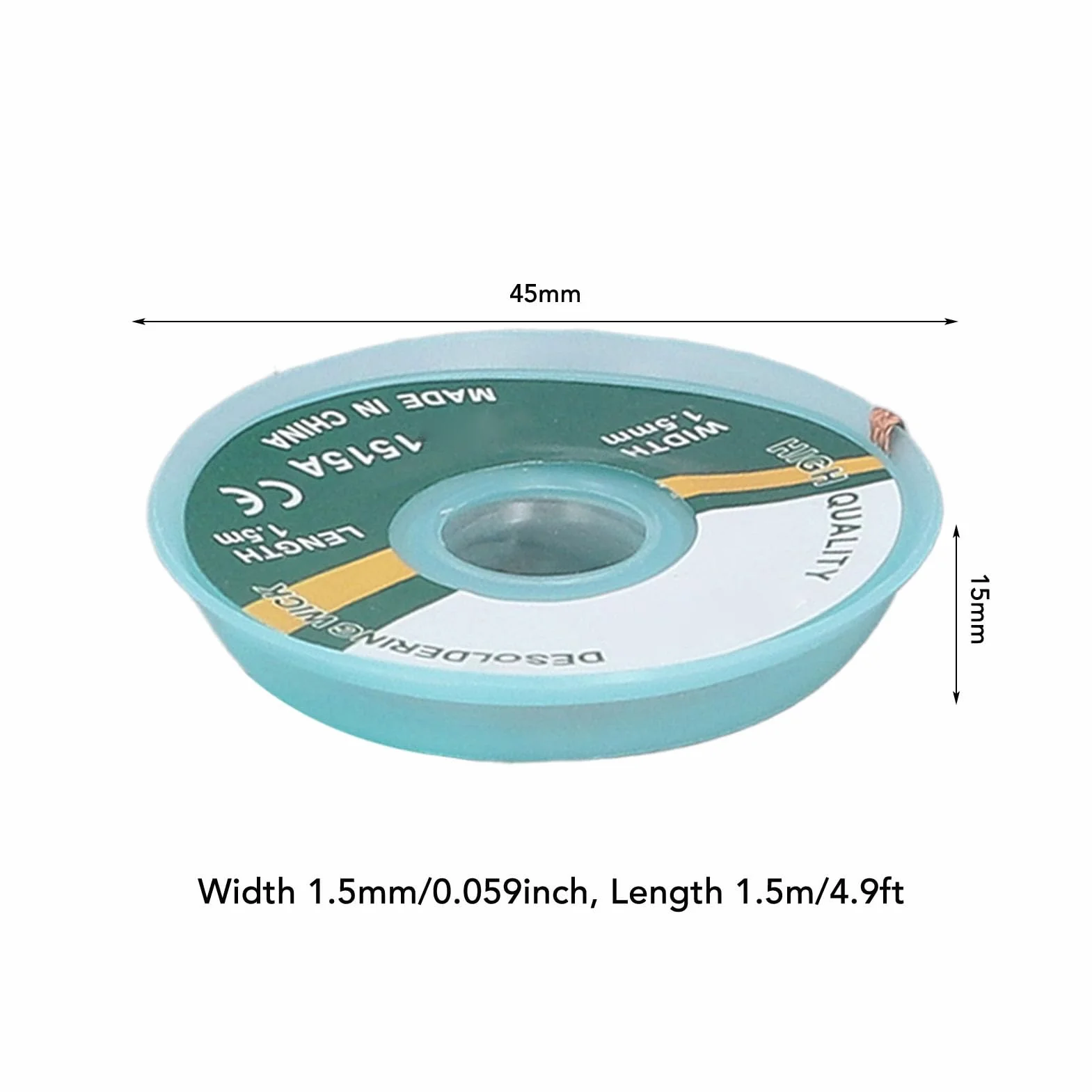 Solder Wick Desoldering Braid No-Clean Flux 1.5mm x 1.5m 5PCS Alloy Copper Braided for PCB Repair