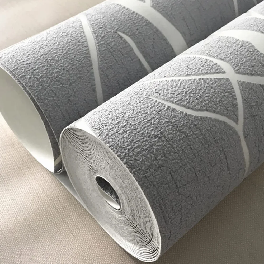 Tapeta 3D relief drzewo w paski szara na fizelinie do salonu