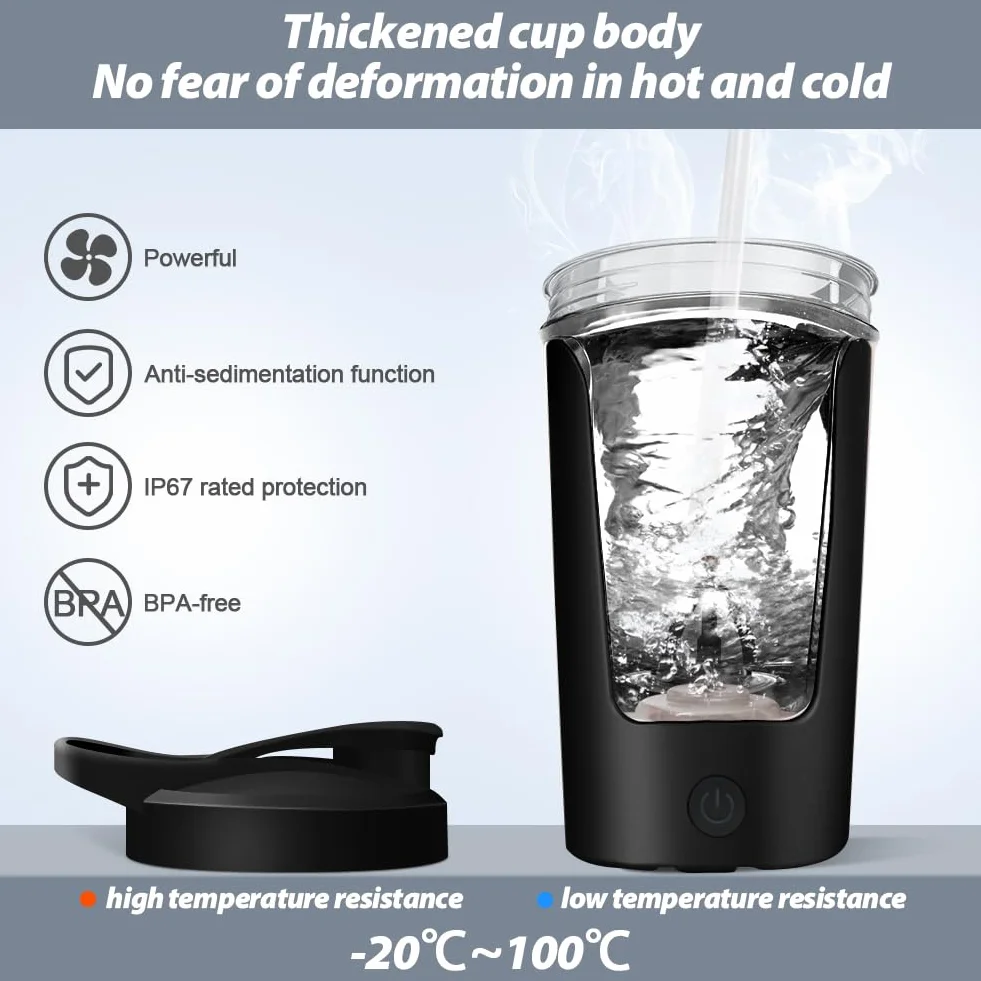 AOOWU Elektryczny shaker do białek Vortex - USB, 24 oz, 60+ shakes na ładowanie, BPA free