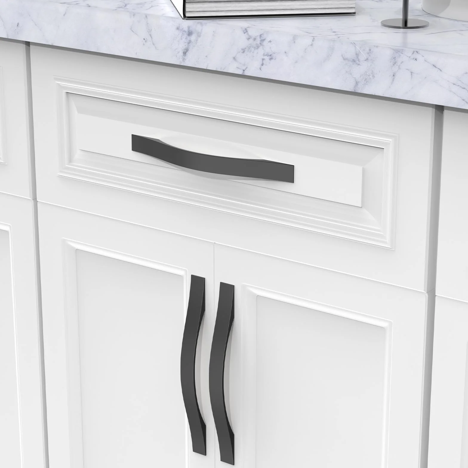 FURNIWARE Uchwyty do szafy, uchwyty meblowe, czarne, 160 mm, rozstaw otworów, uchwyty kuchenne, do mebli, szuflad, szafek kuchennych, 10 sztuk