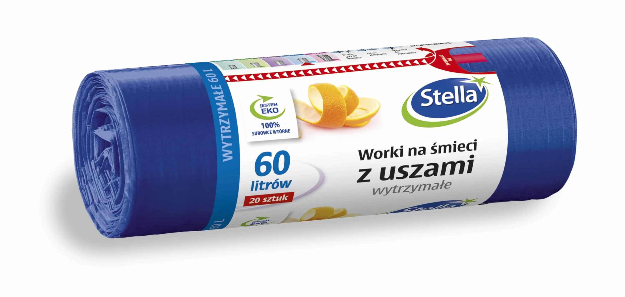 Stella Worki na śmieci z uszami WYTRZYMAŁE 60L 20szt granatowe