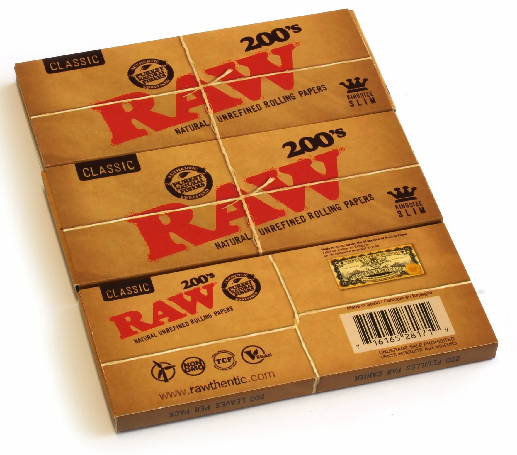 RAW Classic naturalny papier do papierosów 200 sztuk