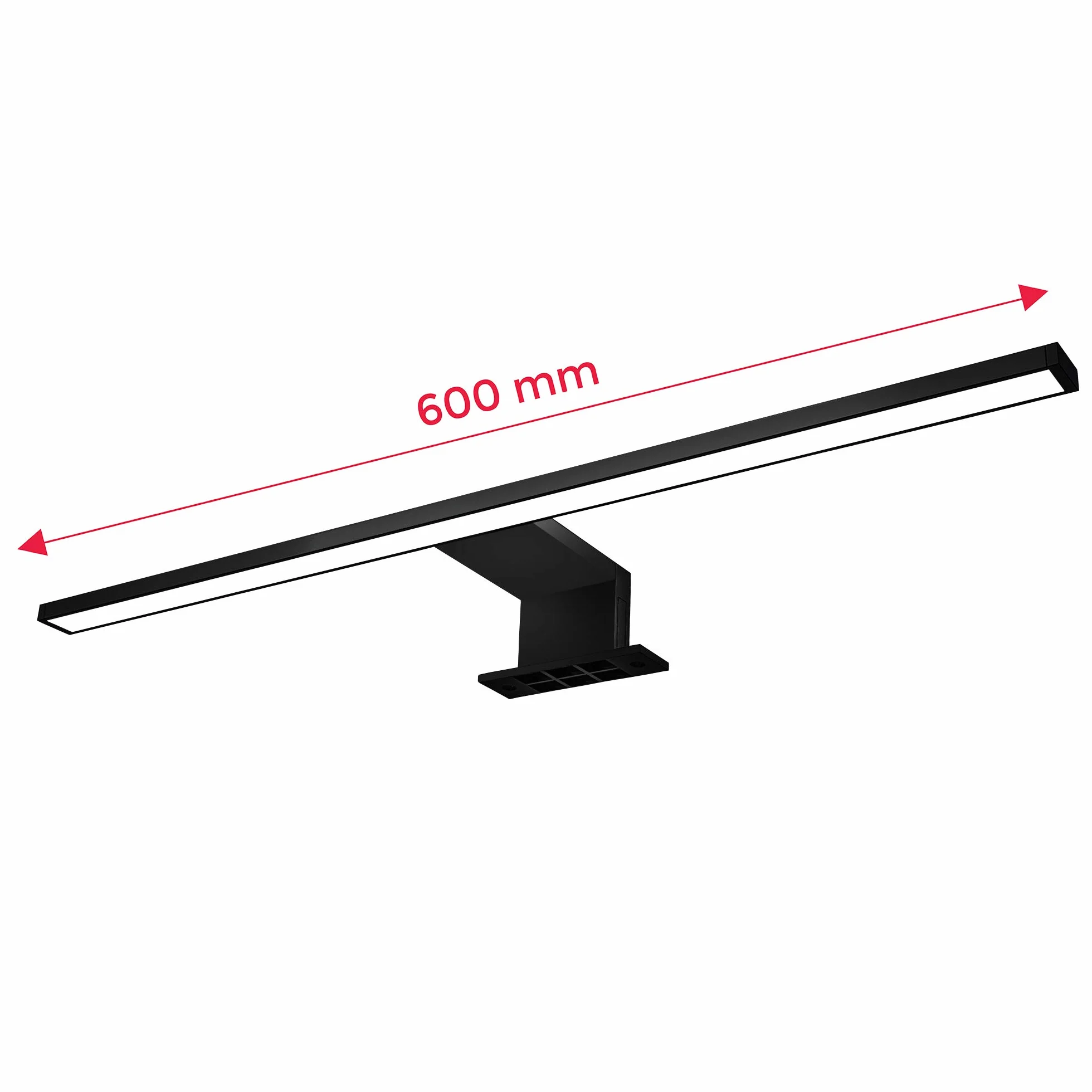 B.K.Licht - Lampa łazienkowa z montażem 2 w 1, neutralna biała barwa światła, zaciskowa, lampa łazienkowa, oświetlenie szafy, lustro, 60 x 10,3 x 3,6 cm, czarna