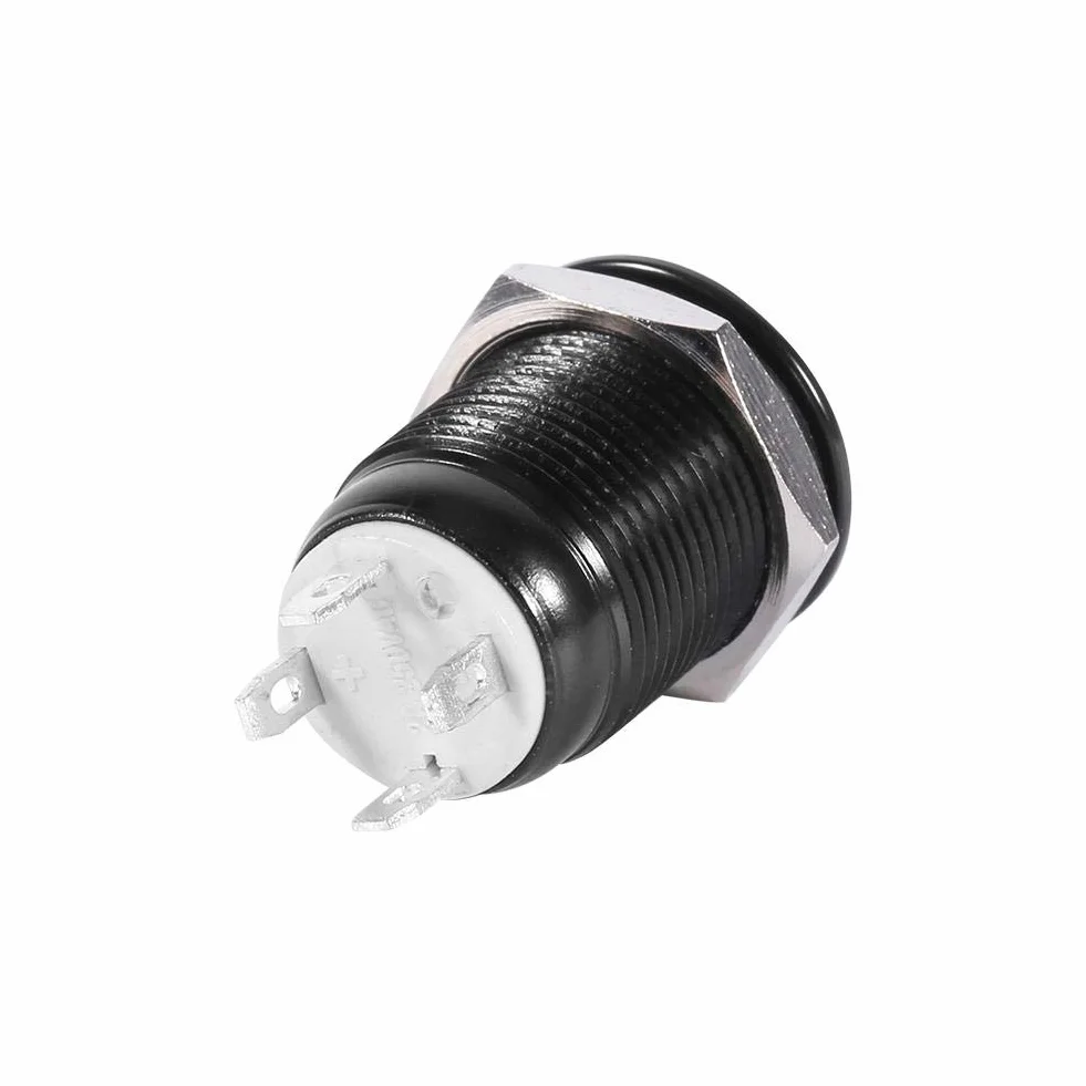 12 mm chwilowy przełącznik przyciskowy 12 V LED światło przełącznik samochodowy metalowy chwilowy włącznik wł./wył. zatrzask (biały)