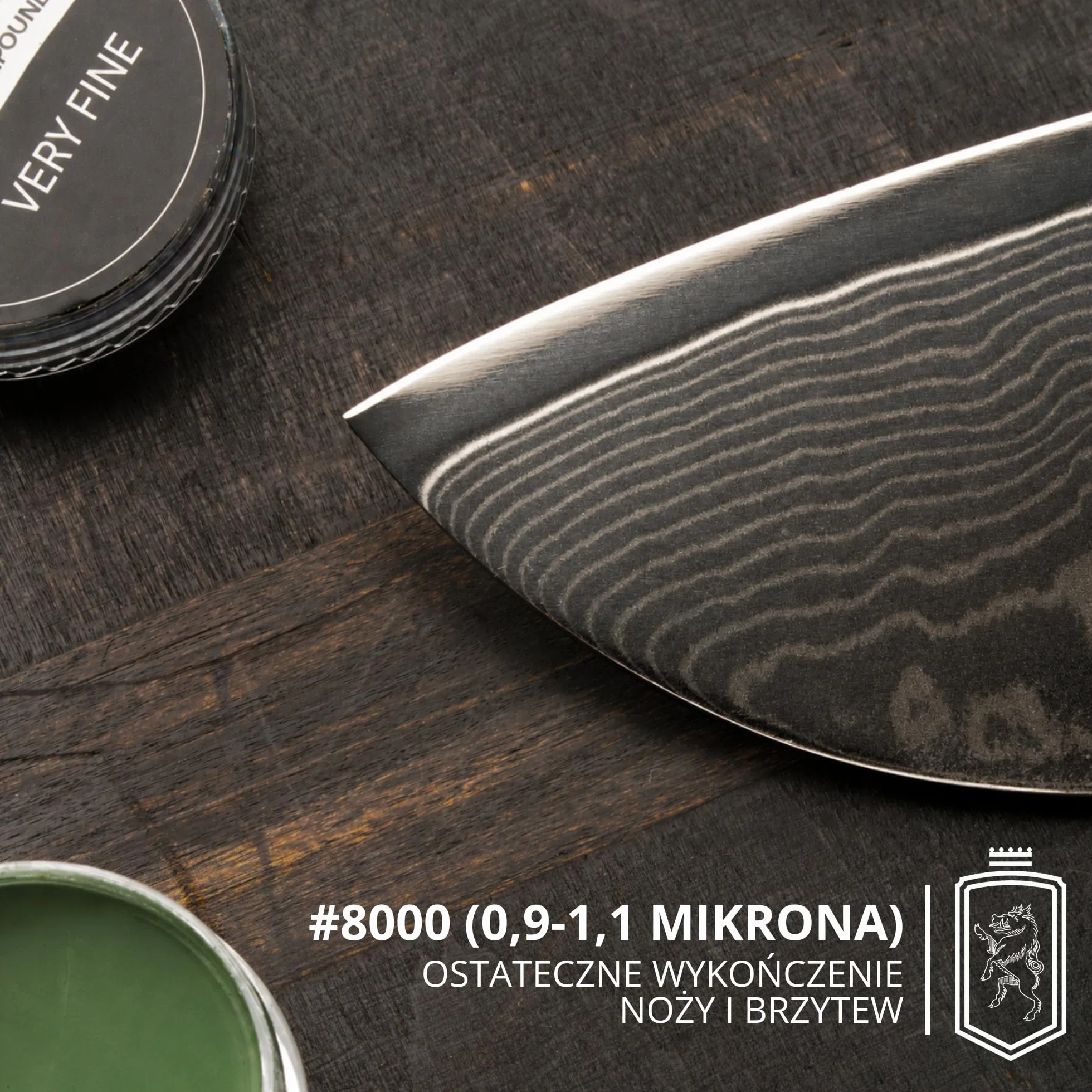 BACHER Pasta Polerska Zielona 100g - Pasty do Ostrzenia, Polerowania Noża - very fine 8000 - z aplikatorem ze skóry