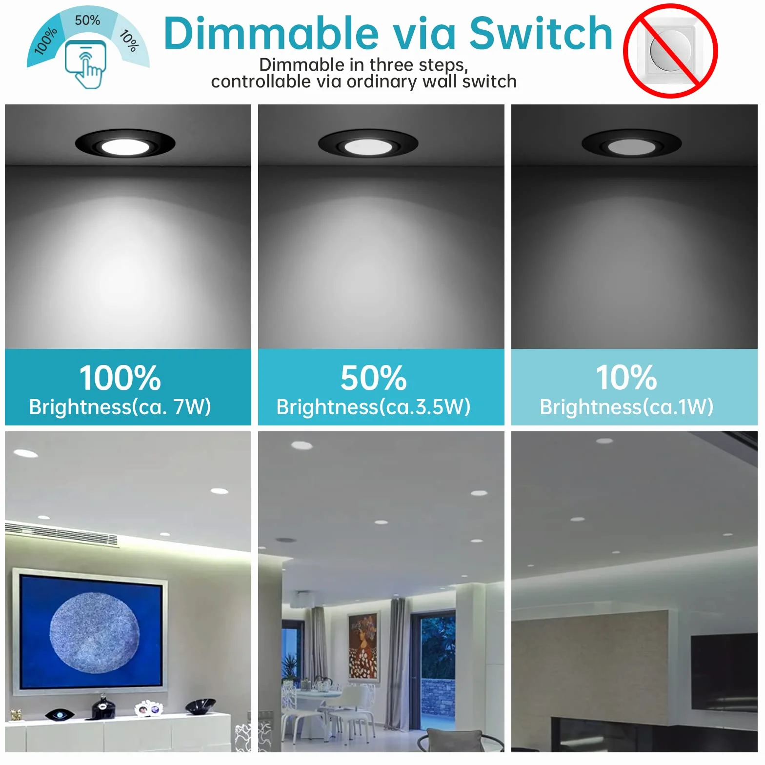 wowatt wpuszczana lampa punktowa LED ściemnialna 7W IP44 zimna biel 6000K 700lm