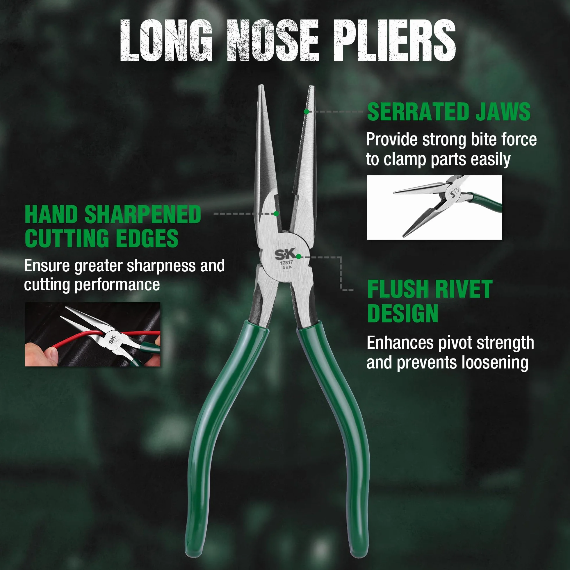SK 17835 Plier Set– 5 Piece Joint Tongs Combination, Adjustable Cutters. General Purpose Power Hand Tool
