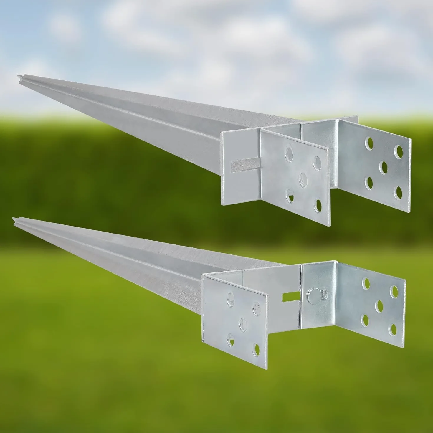 KOTARBAU® Podstawa Słupa Regulowana - 0-160 mm - Podstawa Słupa U - 70 cm - Kotwa Wbijana - Wspornik Słupa Drewnianego - Stalowy