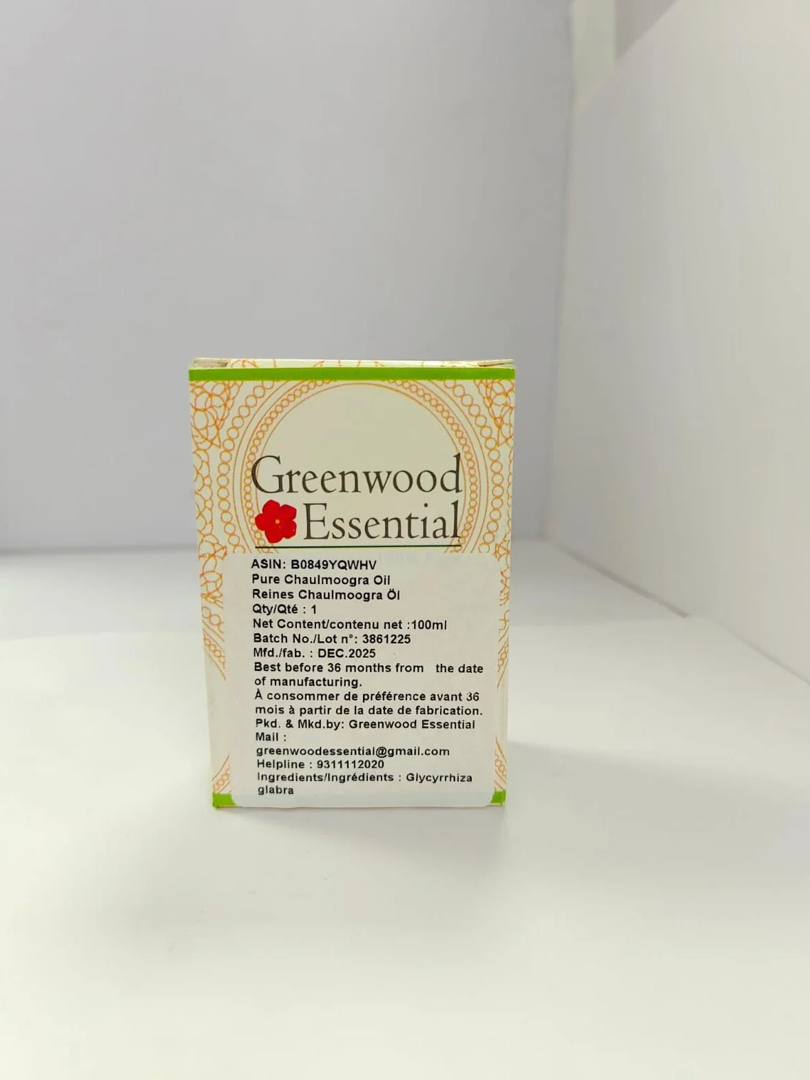 Greenwood Essential Czysty olejek Chaulmoogra Hydnocarpus Wightiana tłoczony na zimno 100 ml