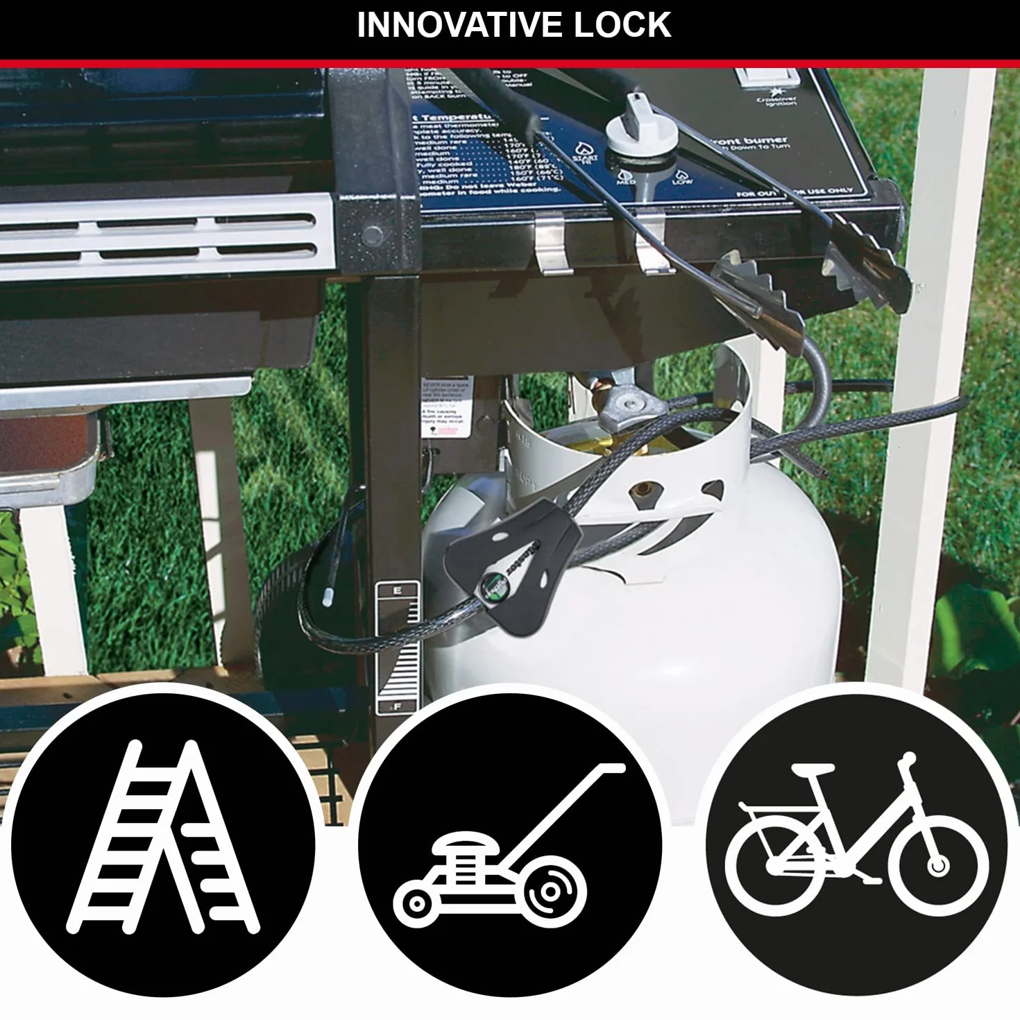 Master Lock 8418EURD Lucchetto a cavo regolabile con serratura a chiave [cavo regolabile da 30 cm a 1,8 m], con 2 chiavi