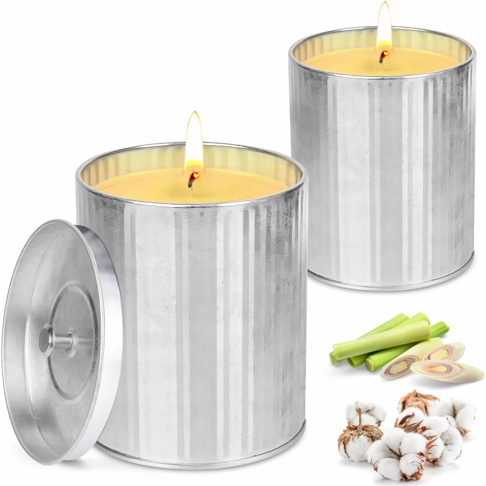 Świece Citronella Outdoor, 2 sztuki, 100-120 godzin na zewnątrz, Wosk Sojowy, Cytrynowy, Pudełko Prezentowe