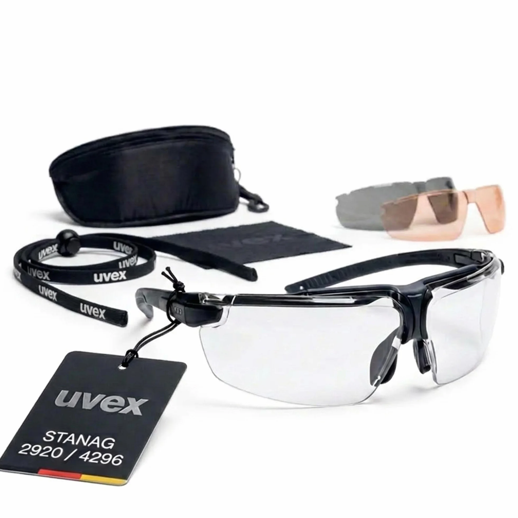 Uvex i-3 tactical zestaw okulary ochronne na polowanie odporne na uderzenia 2 wymienne szybki przyciemniane przezroczyste odporne na zaparowanie