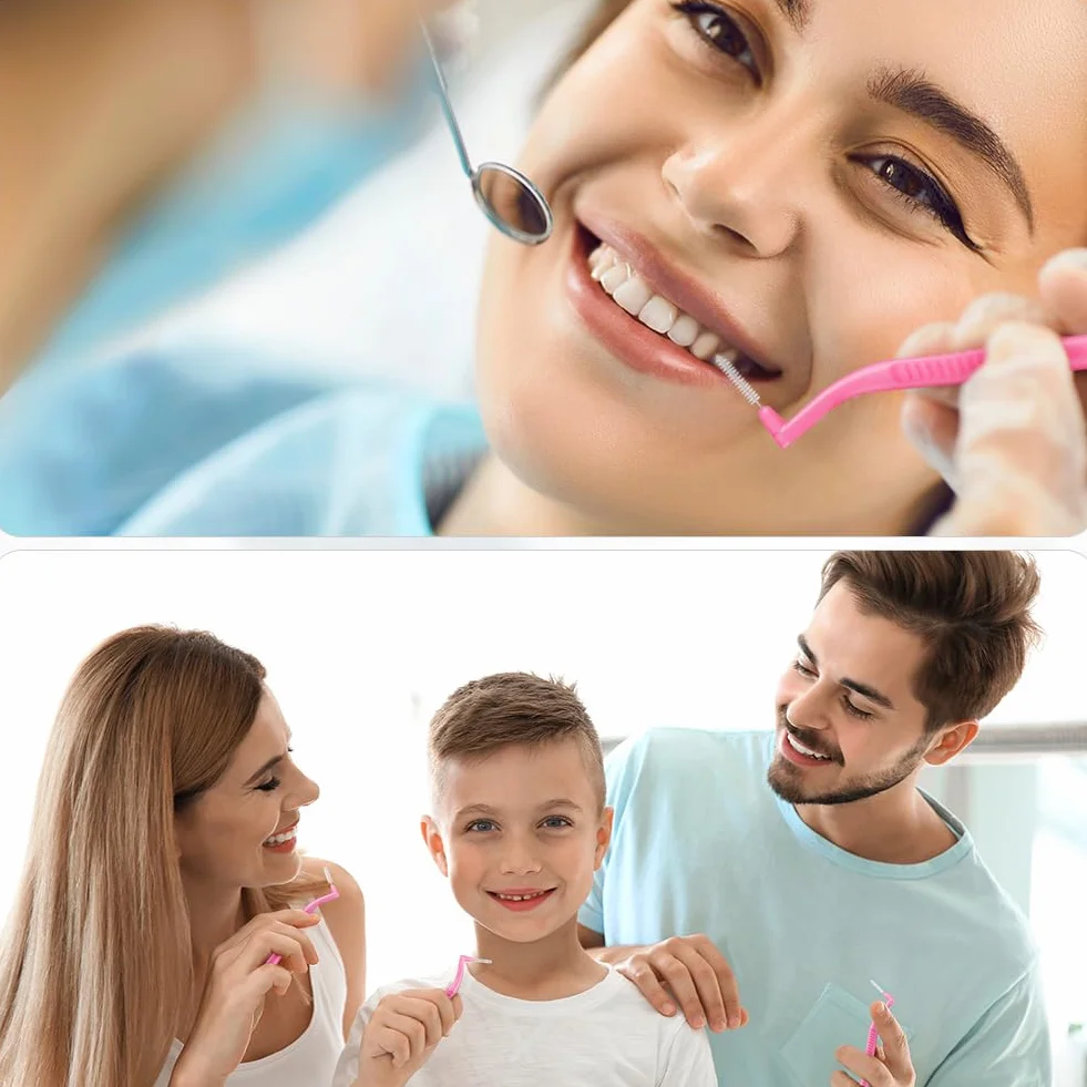Szczotki międzyzębowe, 24 szt., szczotki dentystyczne, miękkie włosie szczotki do nici dentystycznej z kątową główką i antypoślizgowym uchwytem, dla osób noszących aparaty ortodontyczne
