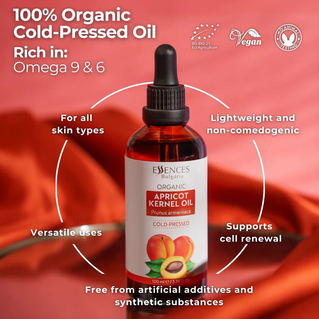 Essences Bułgaria Organiczny Olejek z Pestek Moreli 100 ml Naturalny Tłoczony na Zimno Jakość Terapeutyczna