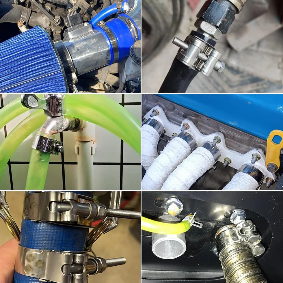 6 sztuk Moto Zacisk wydechowy 23-25 mm, zacisk turbiny, metalowy zacisk ze stali nierdzewnej odpowiedni do połączenia wydechowego rury samochodowej i motocyklowej