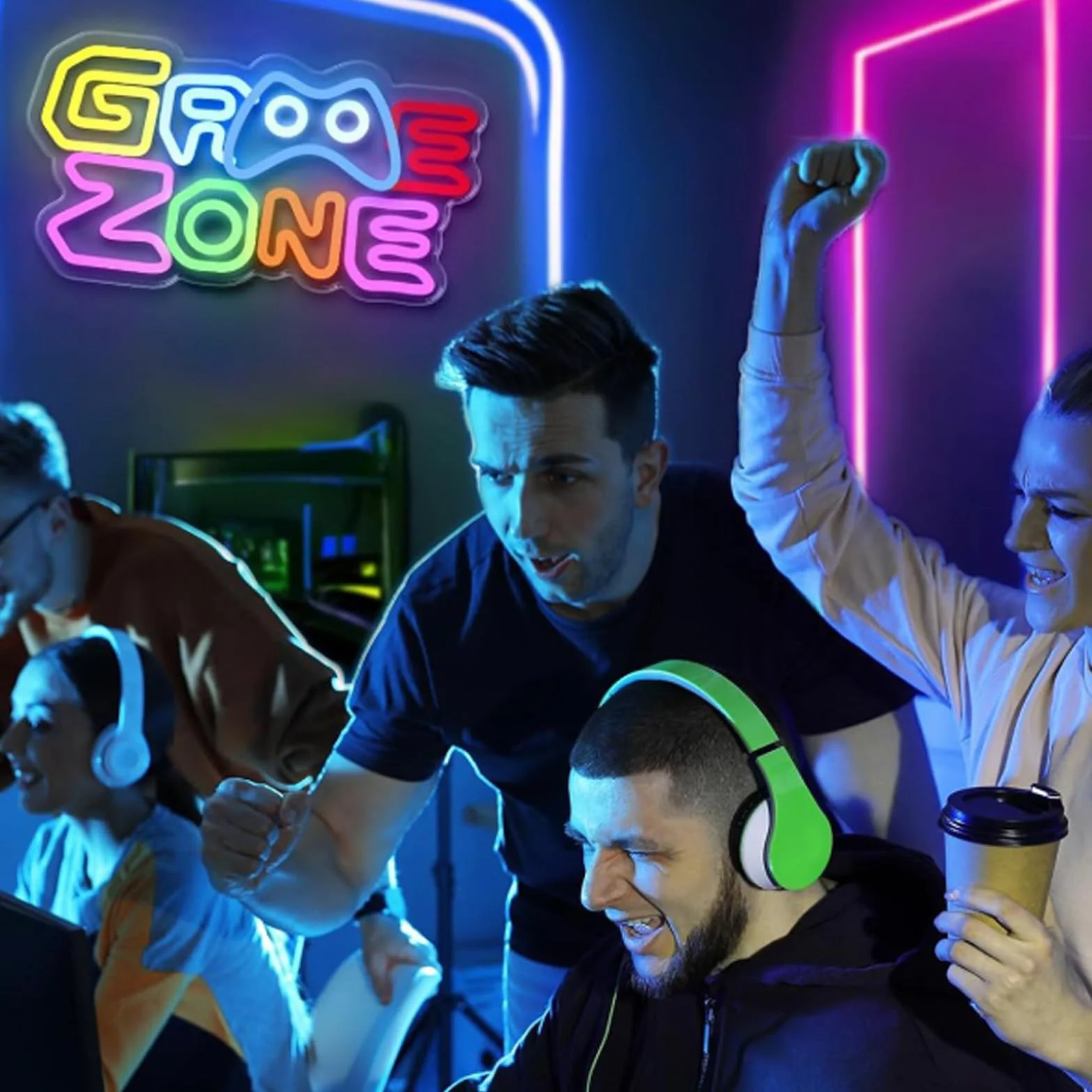 BAIFULAI Gaming Zone neonowy szyld, kolorowe neonowe światło LED do gier, USB, neonowe światło do dekoracji ściany, neonowy znak do strefy gry, dla mężczyzn, prezent dla graczy, chłopców, mężczyzn