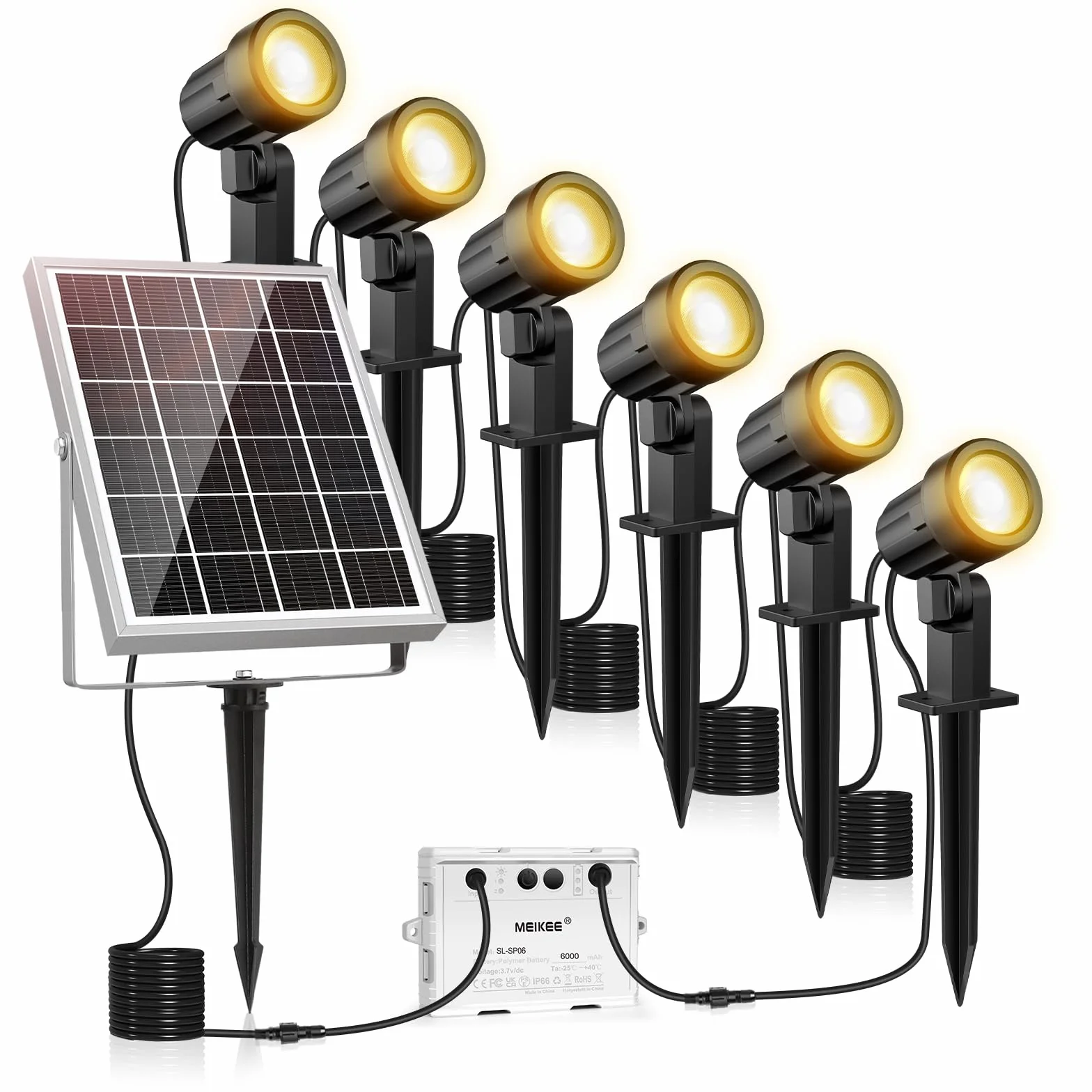 MEIKEE Solarny reflektor ogrodowy 6×3000 K