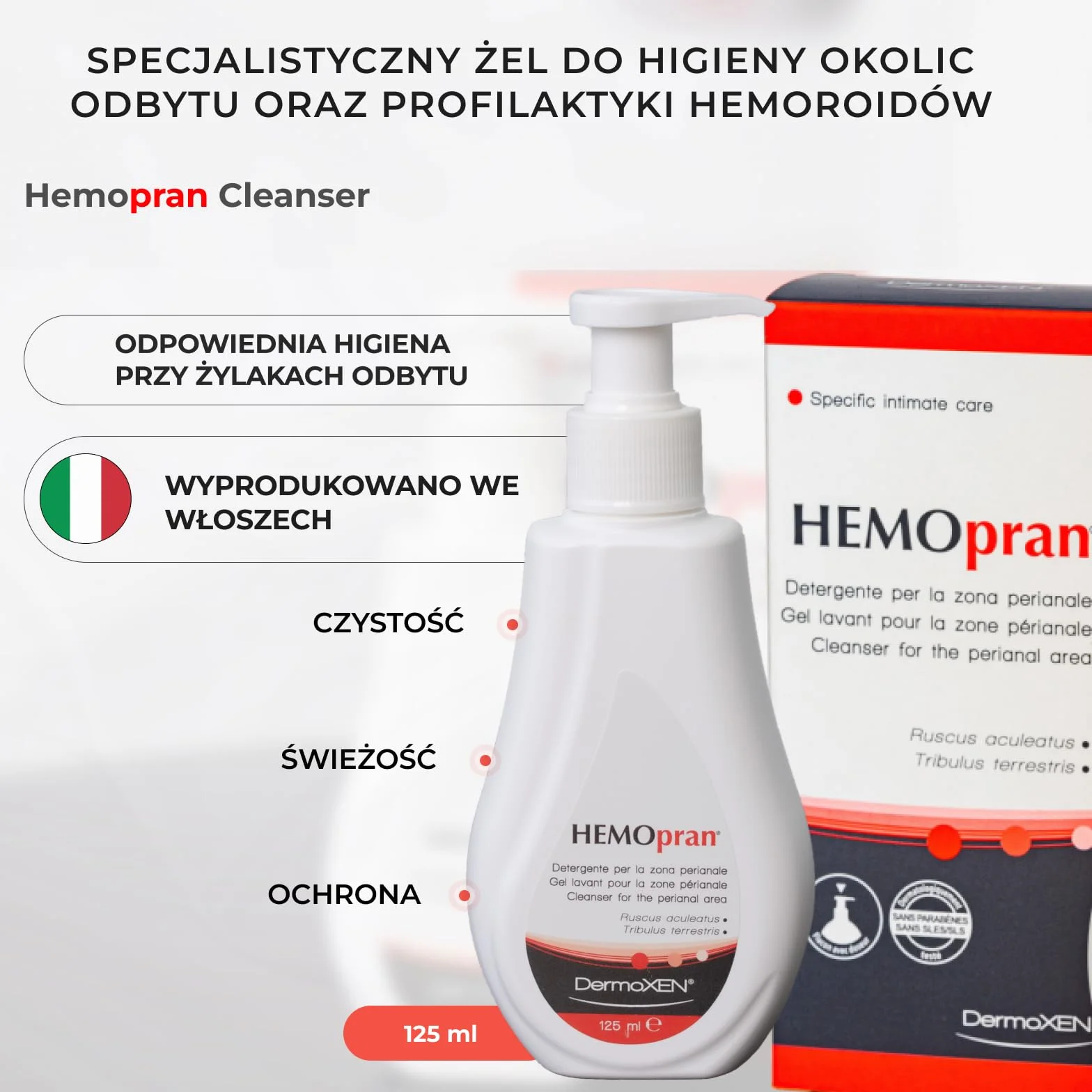 Żel do mycia okolic odbytu Dermoxen HEMOpran, żel do higieny intymnej,125 ml